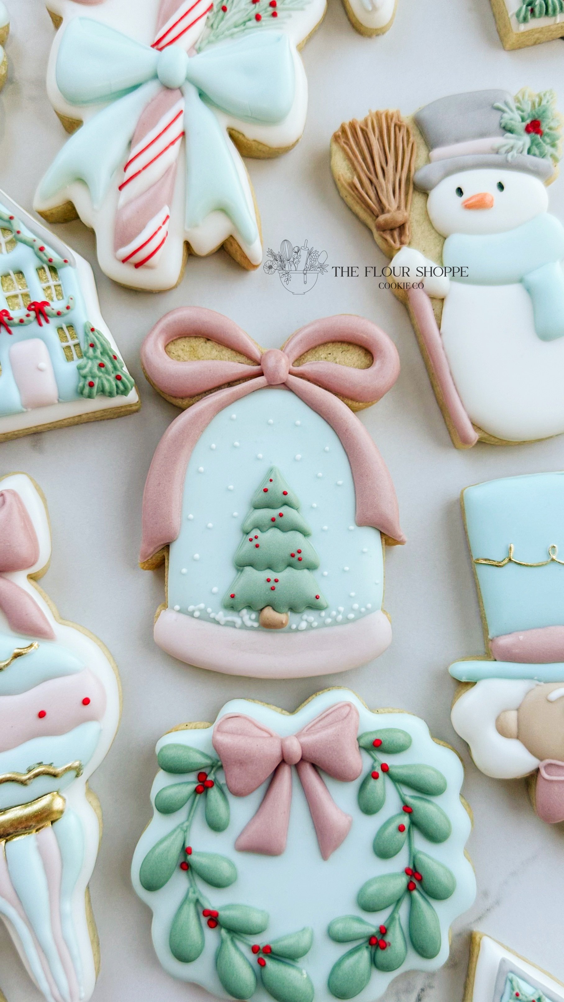 Pastel Christmas Cookies Nutcracker, Village, Wreath, Candycane Royal Icing Sugar Cookies by The Flour Shoppe Cookie Co, Omaha, Nebraska_005.jpg