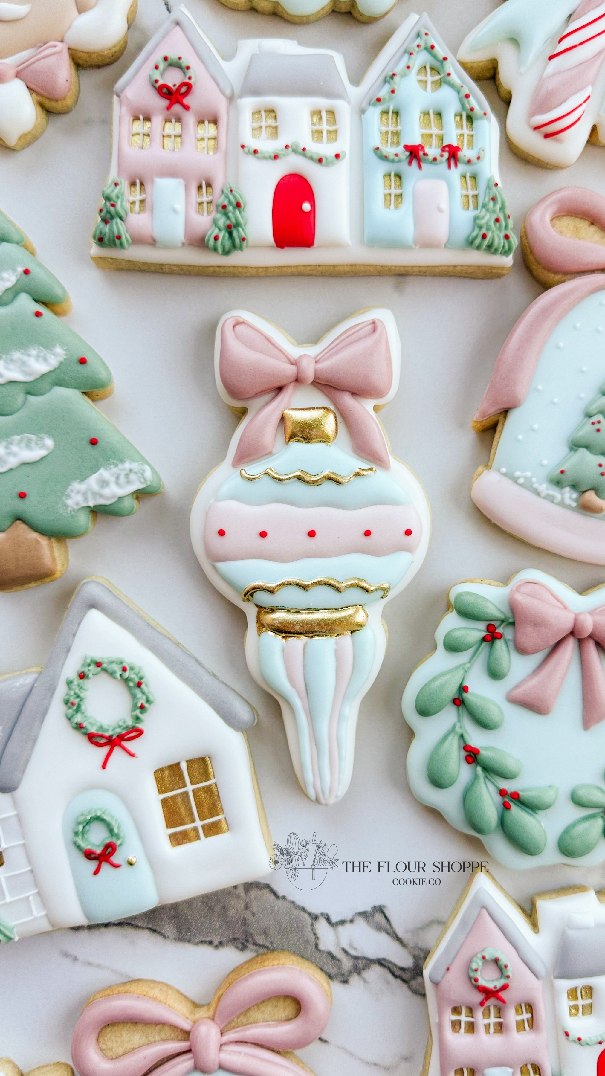 Pastel Christmas Cookies Nutcracker, Village, Wreath, Candycane Royal Icing Sugar Cookies by The Flour Shoppe Cookie Co, Omaha, Nebraska_009.jpg