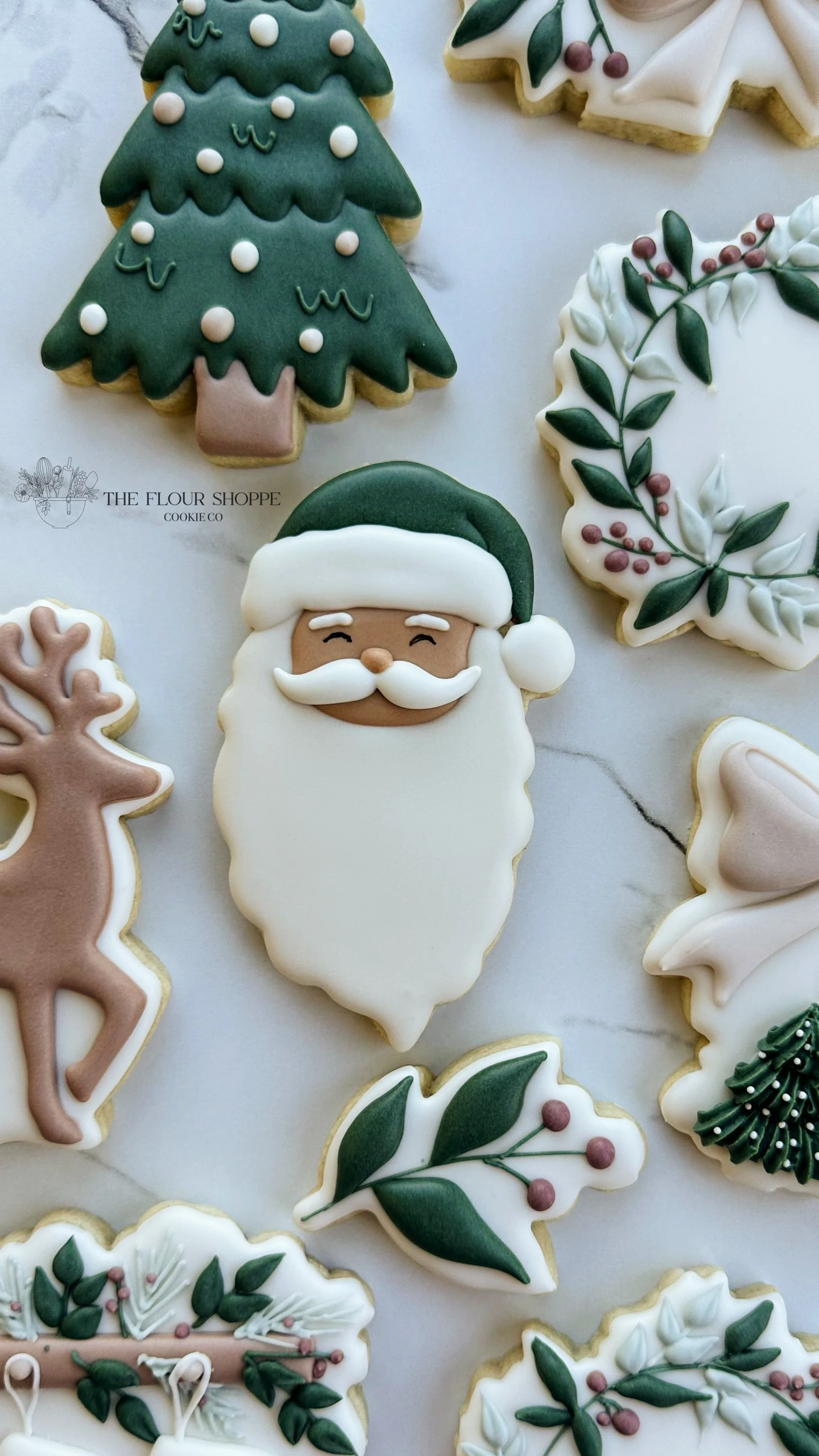 Neutral, Elegant, Christmas cookies, Elegant greenery, Ornaments, Royal Icing Sugar Cookies by The Flour Shoppe Cookie Co, Omaha, Nebraska_017.jpg