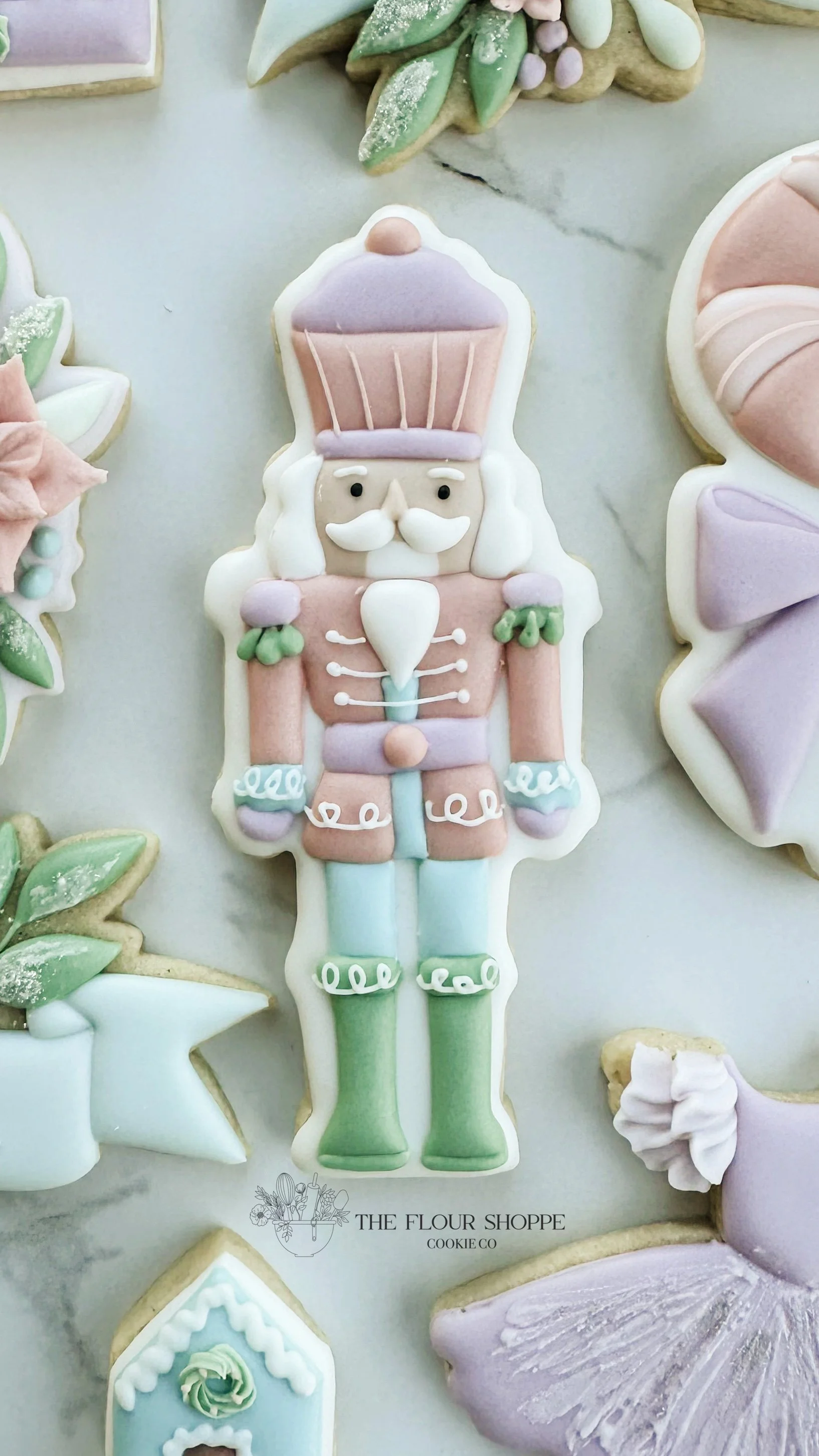 Nutcracker, Pastel Winter Christmas Ballet Birthday Royal Icing Sugar Cookies by The Flour Shoppe Cookie Co, Omaha, Nebraska_006.jpg