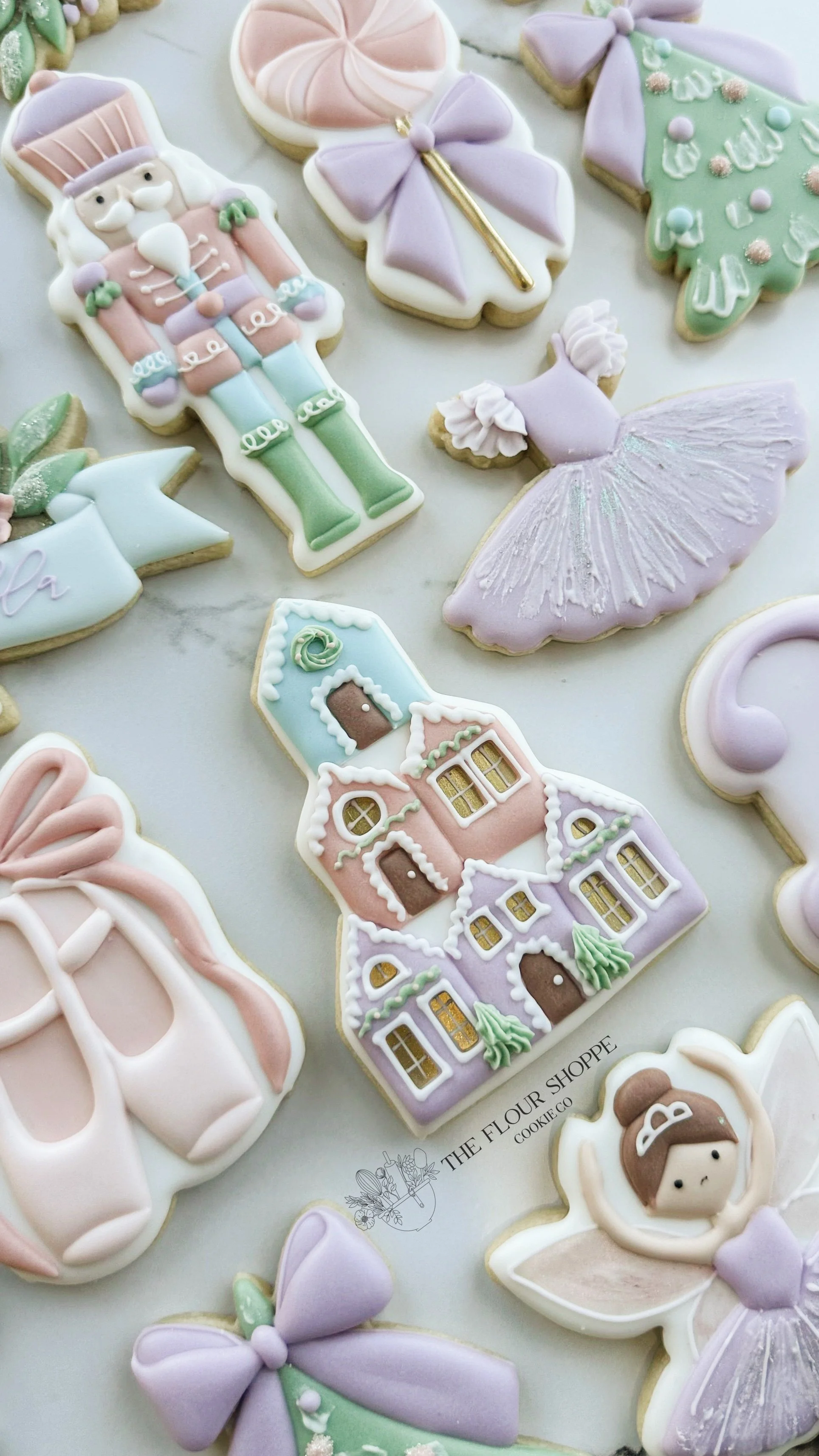 Nutcracker, Pastel Winter Christmas Ballet Birthday Royal Icing Sugar Cookies by The Flour Shoppe Cookie Co, Omaha, Nebraska_021.jpg