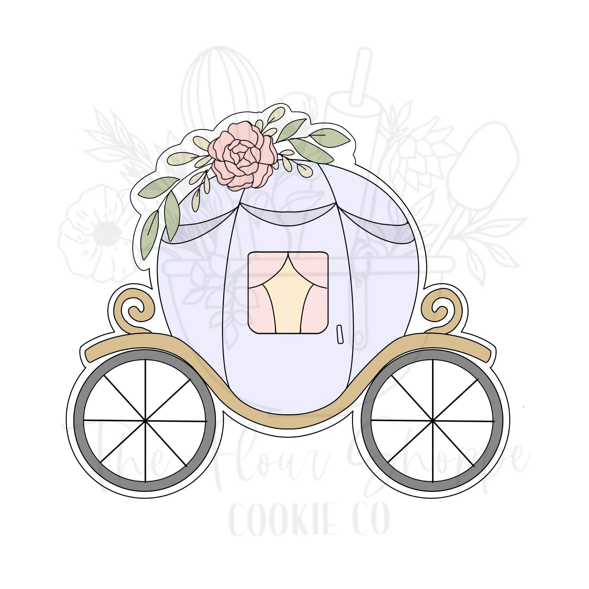 Fairy Princess Carriage with Florals Cookie Cutter STL