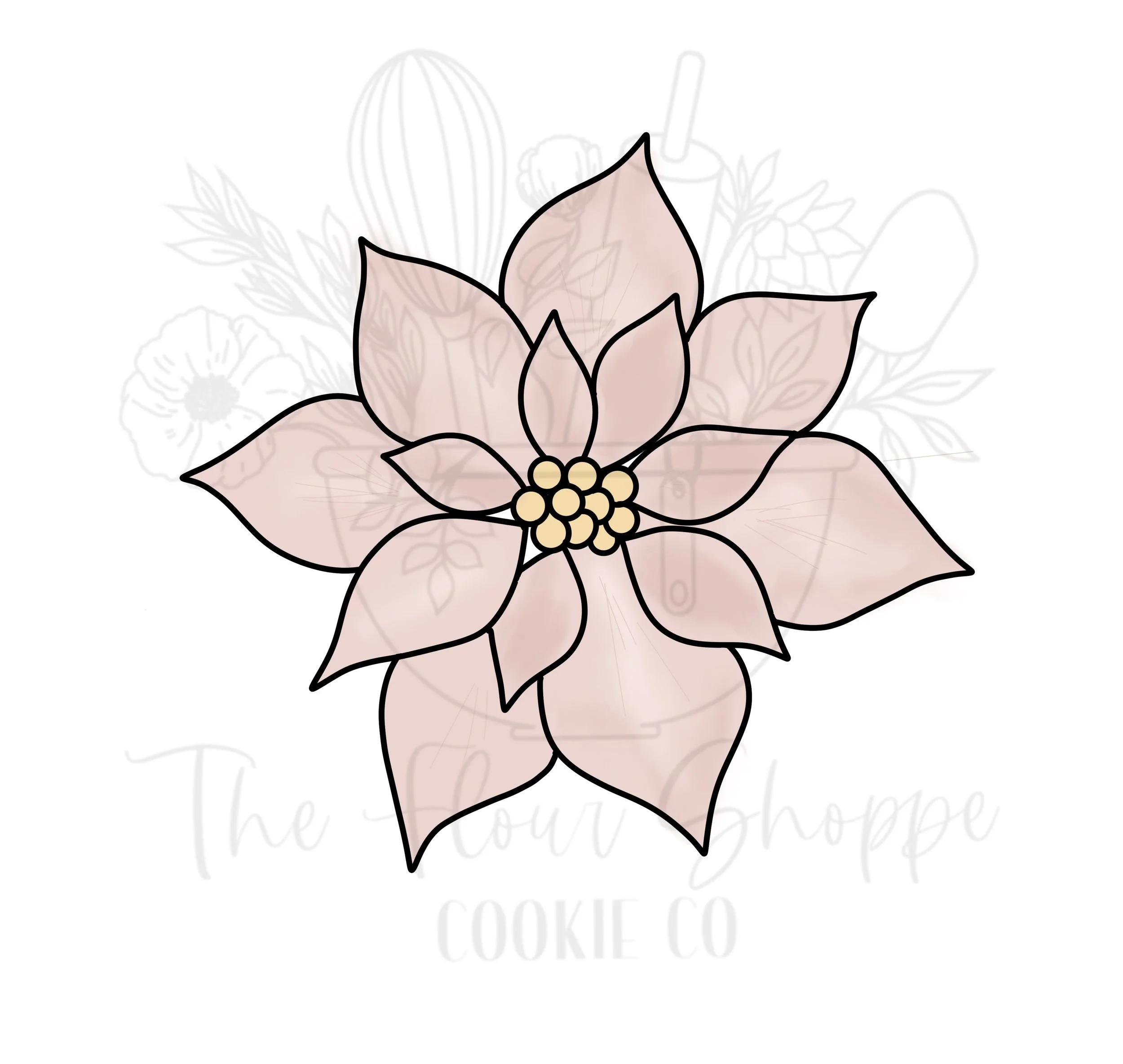 Poinsettia Christmas Flower Cookie Cutter STL