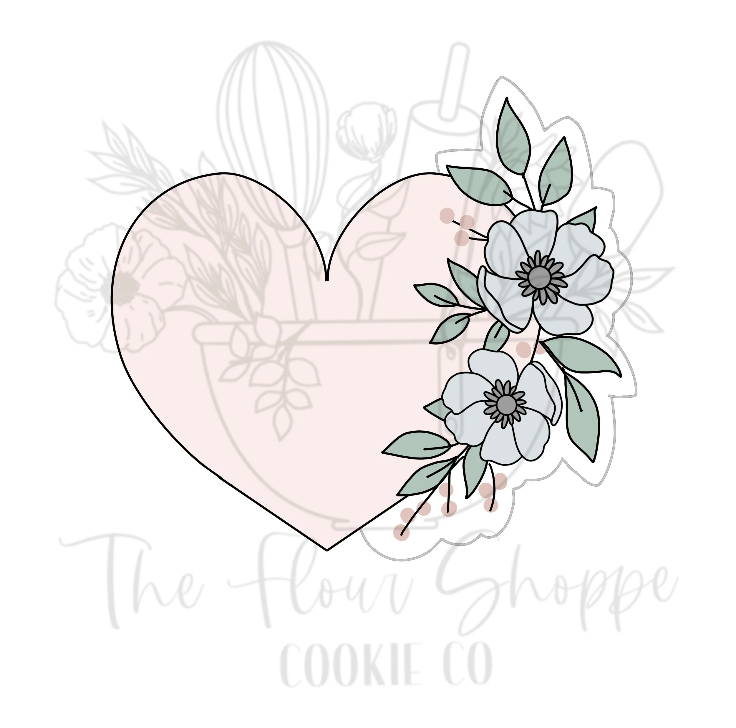 Floral Heart 3 Cookie Cutter STL