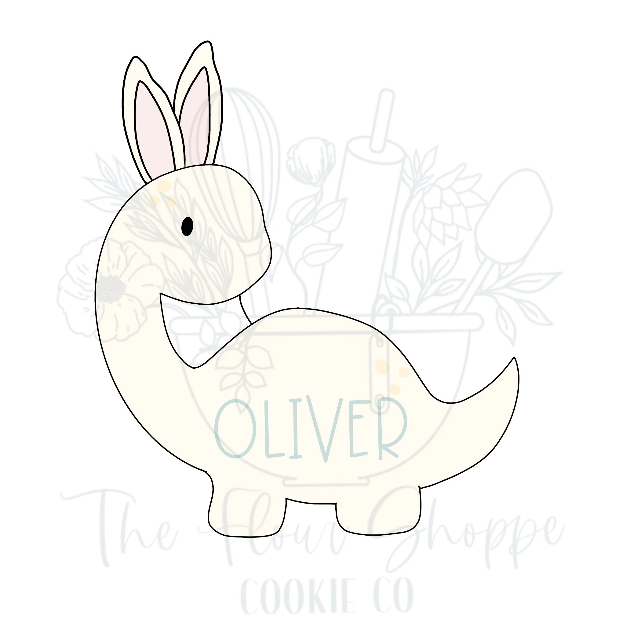 Brachiosaurus with Bunny Ears, Easter  Cookie Cutter STL