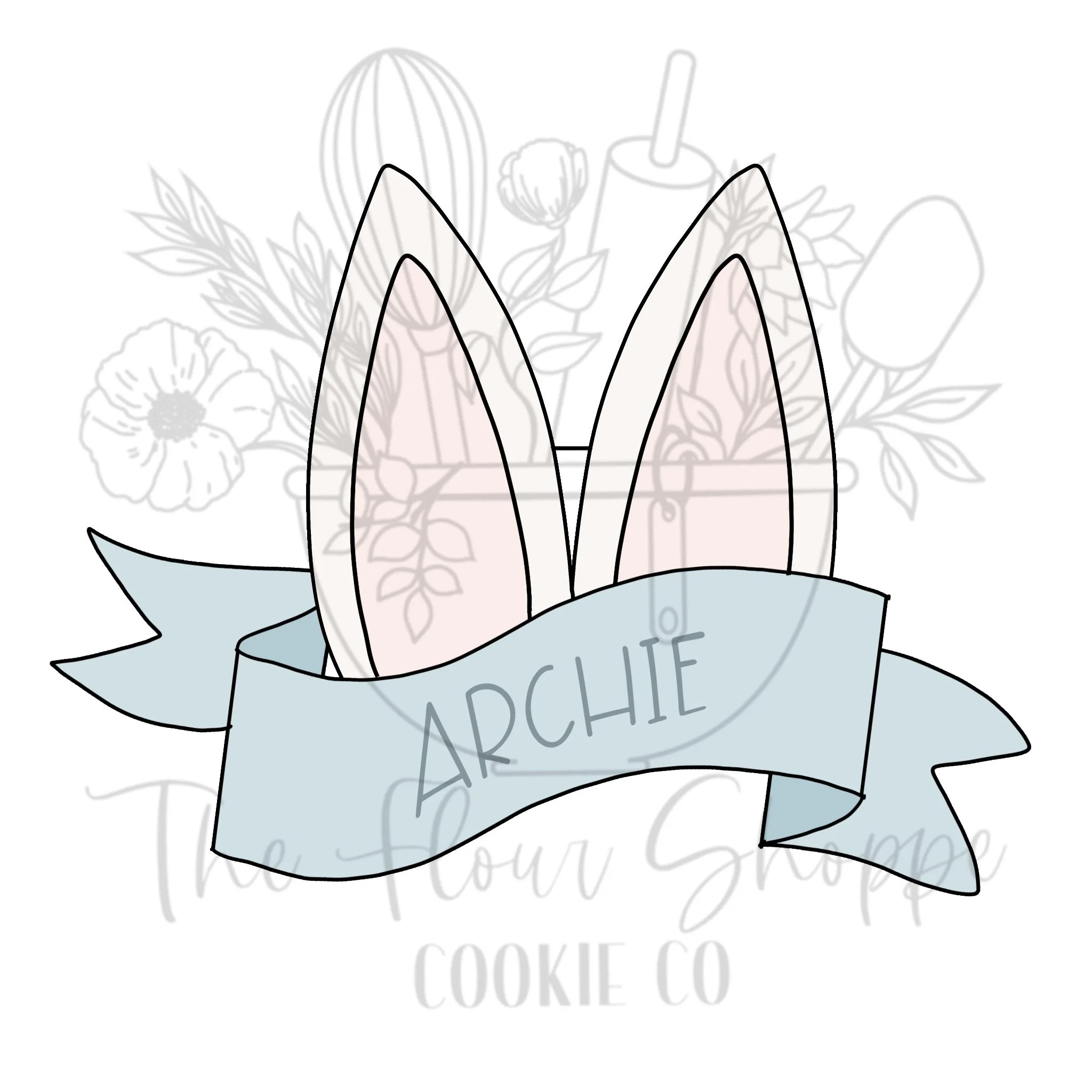 Bunny Ears Banner Plaque, Personaoized Easter Digital STL Cookie Cutter