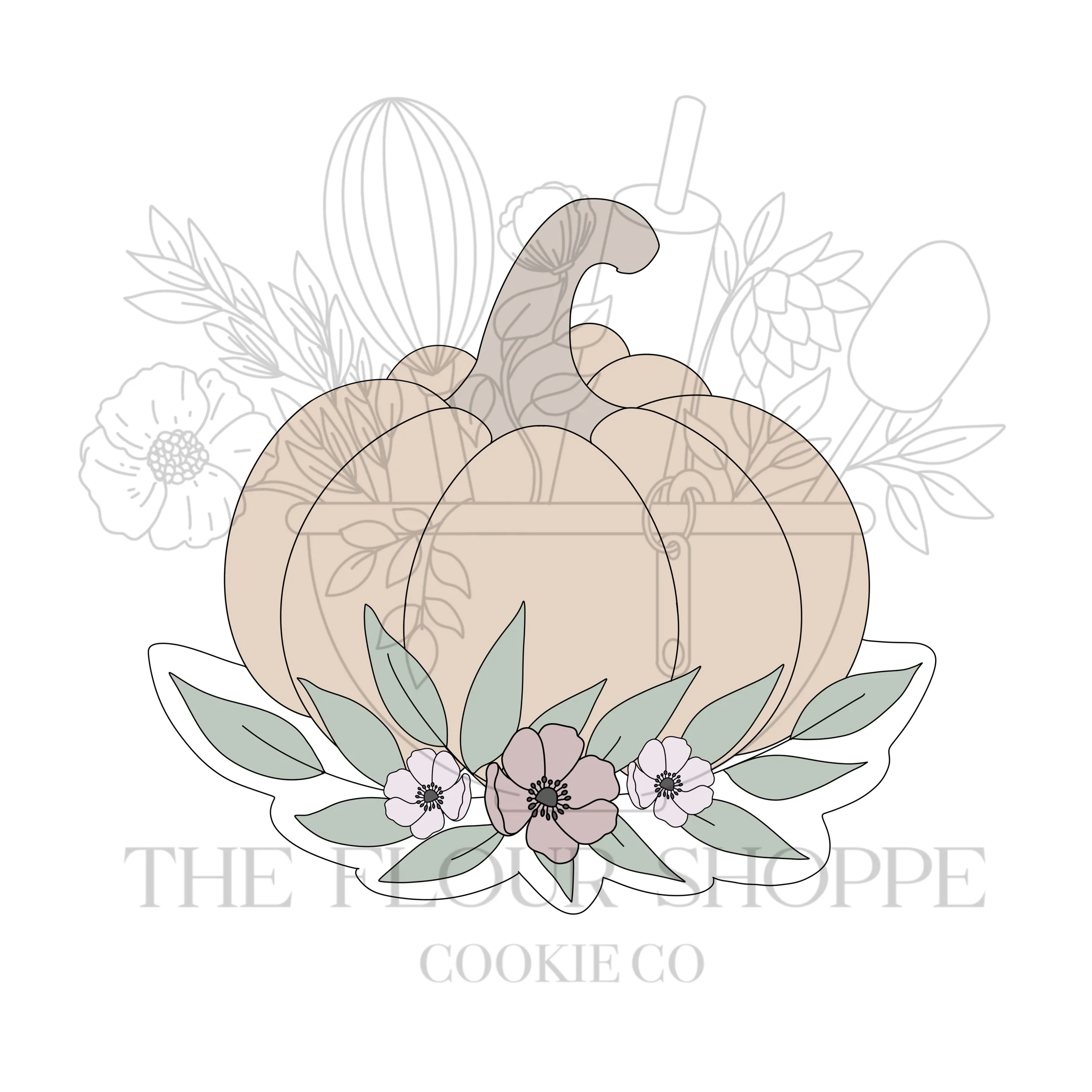 Pumpkin 8 with Florals Cookie Cutter STL