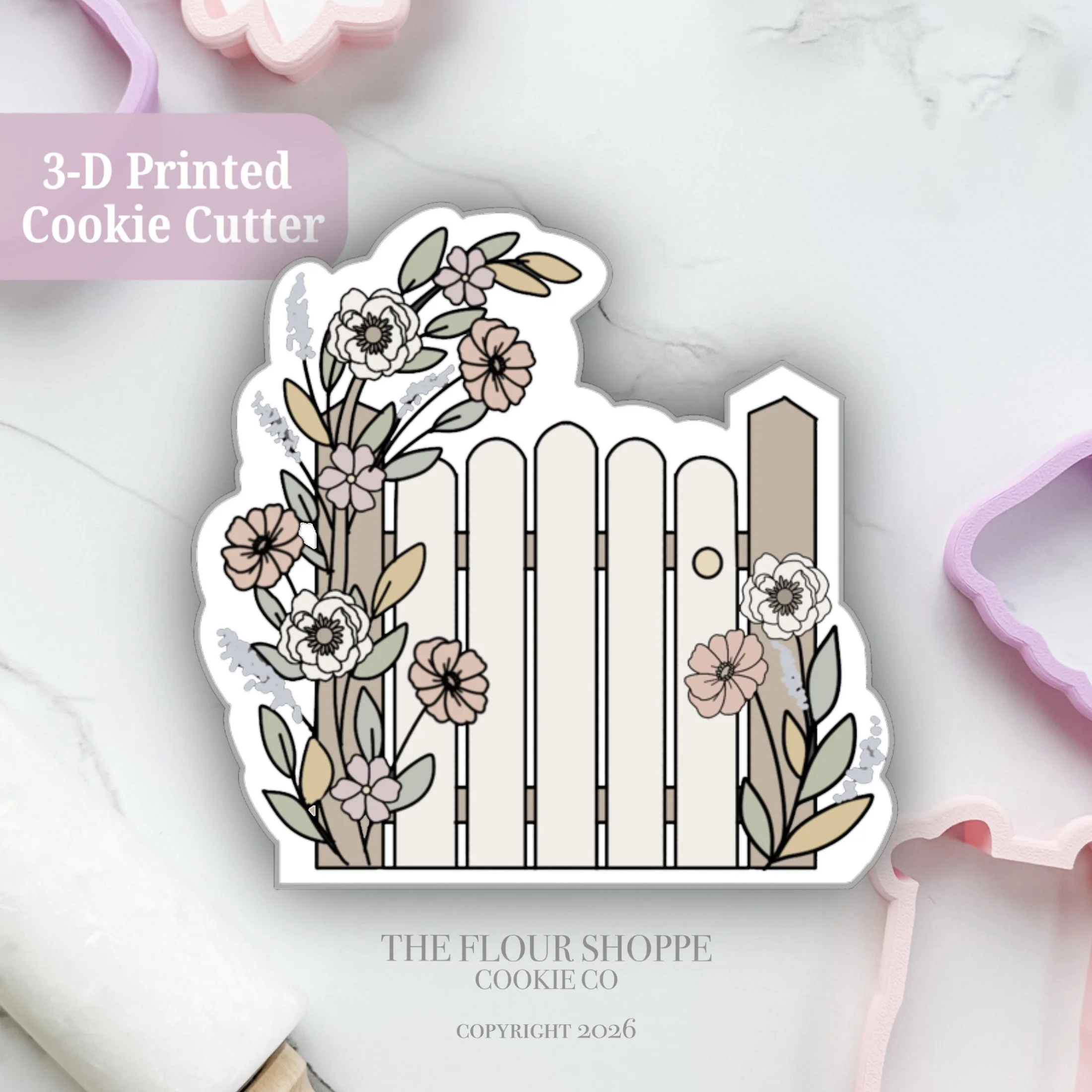 Floral Garden Gate Cookie Cutter STL