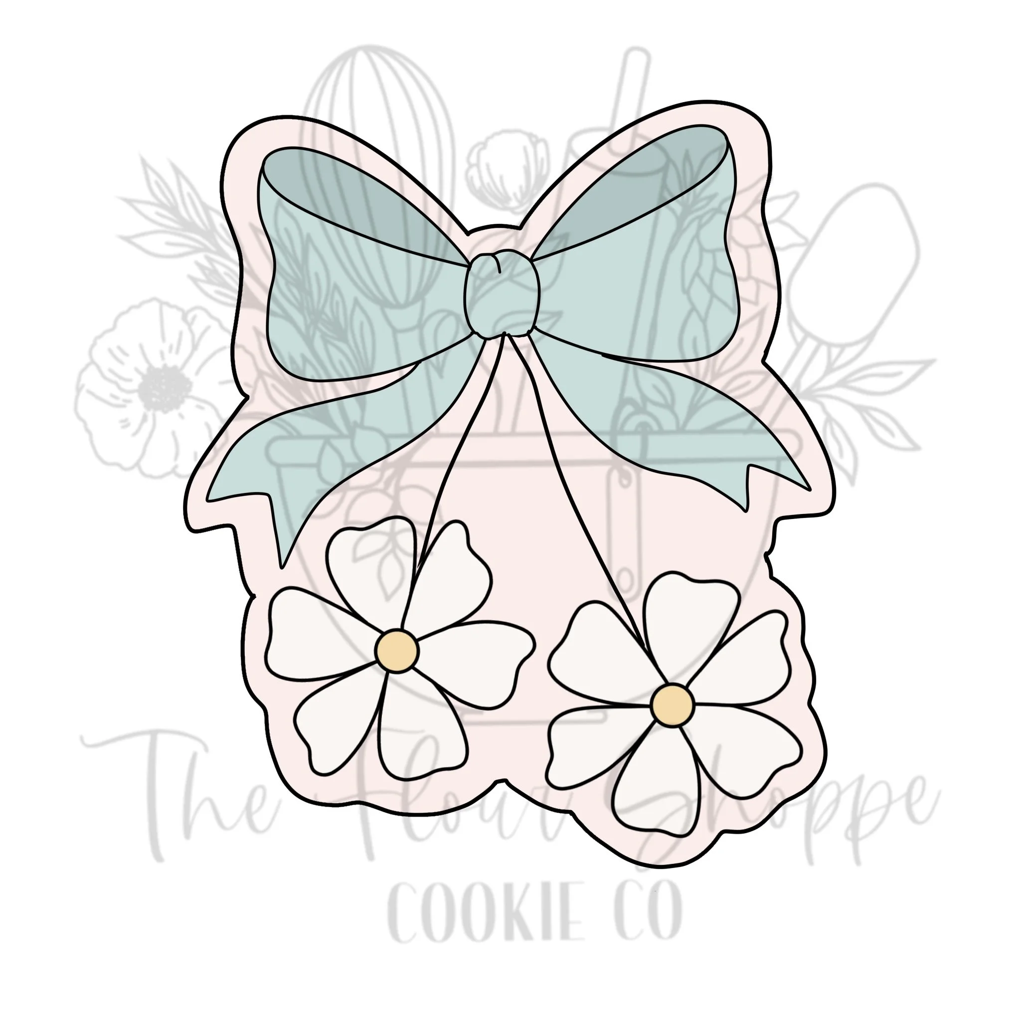 Bow with Daisies Cookie Cutter STL
