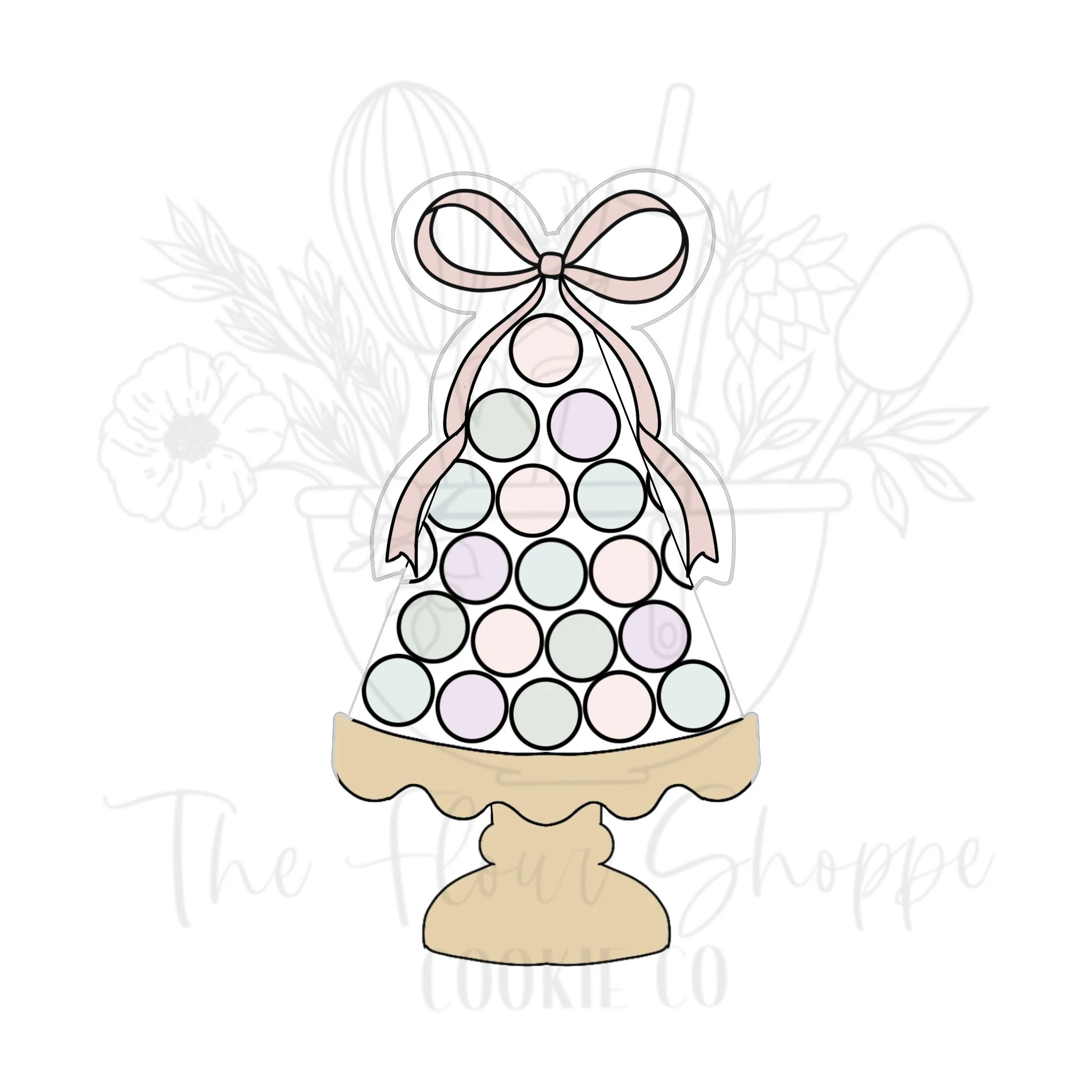 Macaron Sugarplum Dessert Stack with Bow Christmas Nutcracker Cookie Cutter STL