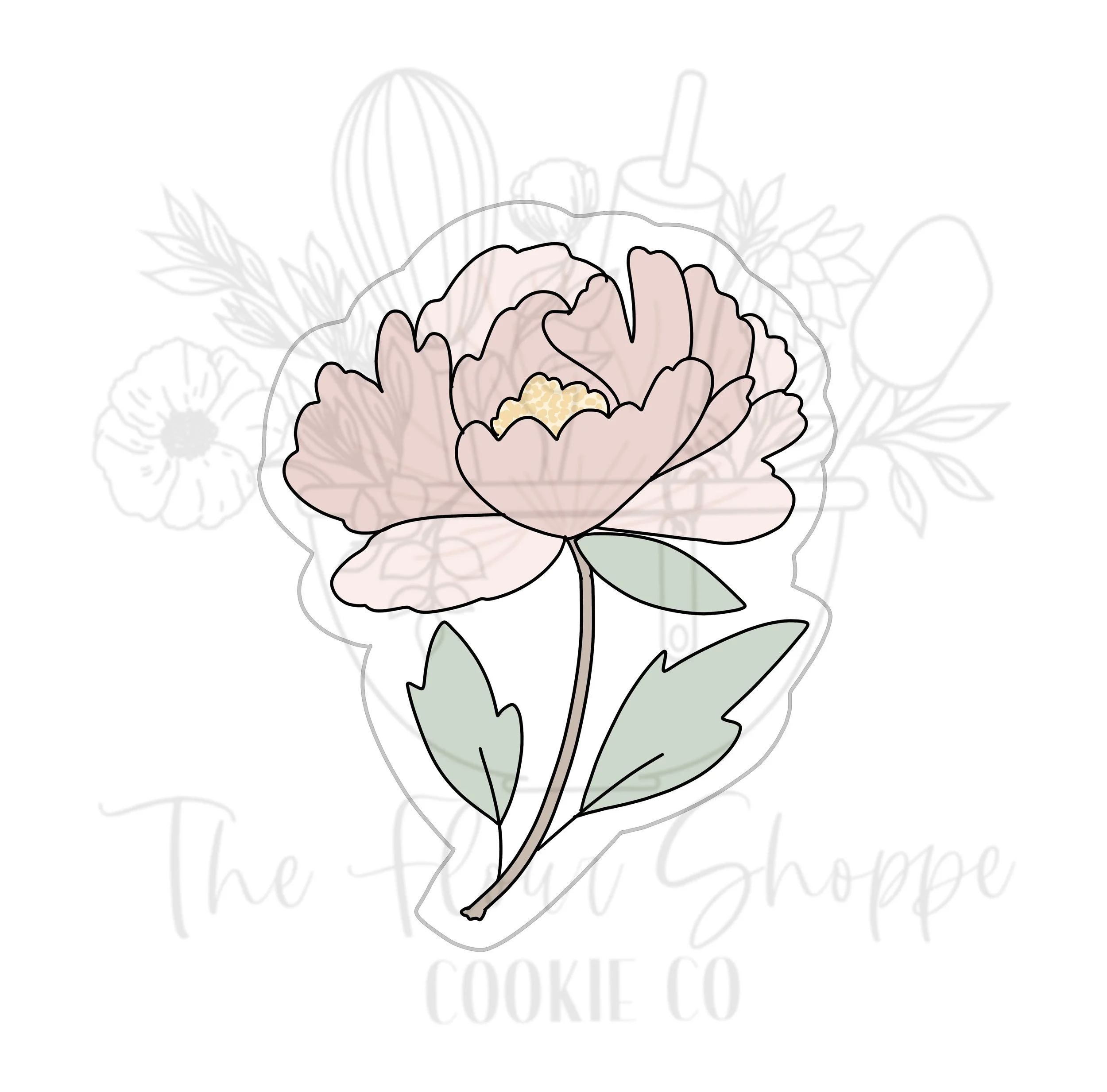 Open Peony Cookie Cutter STL