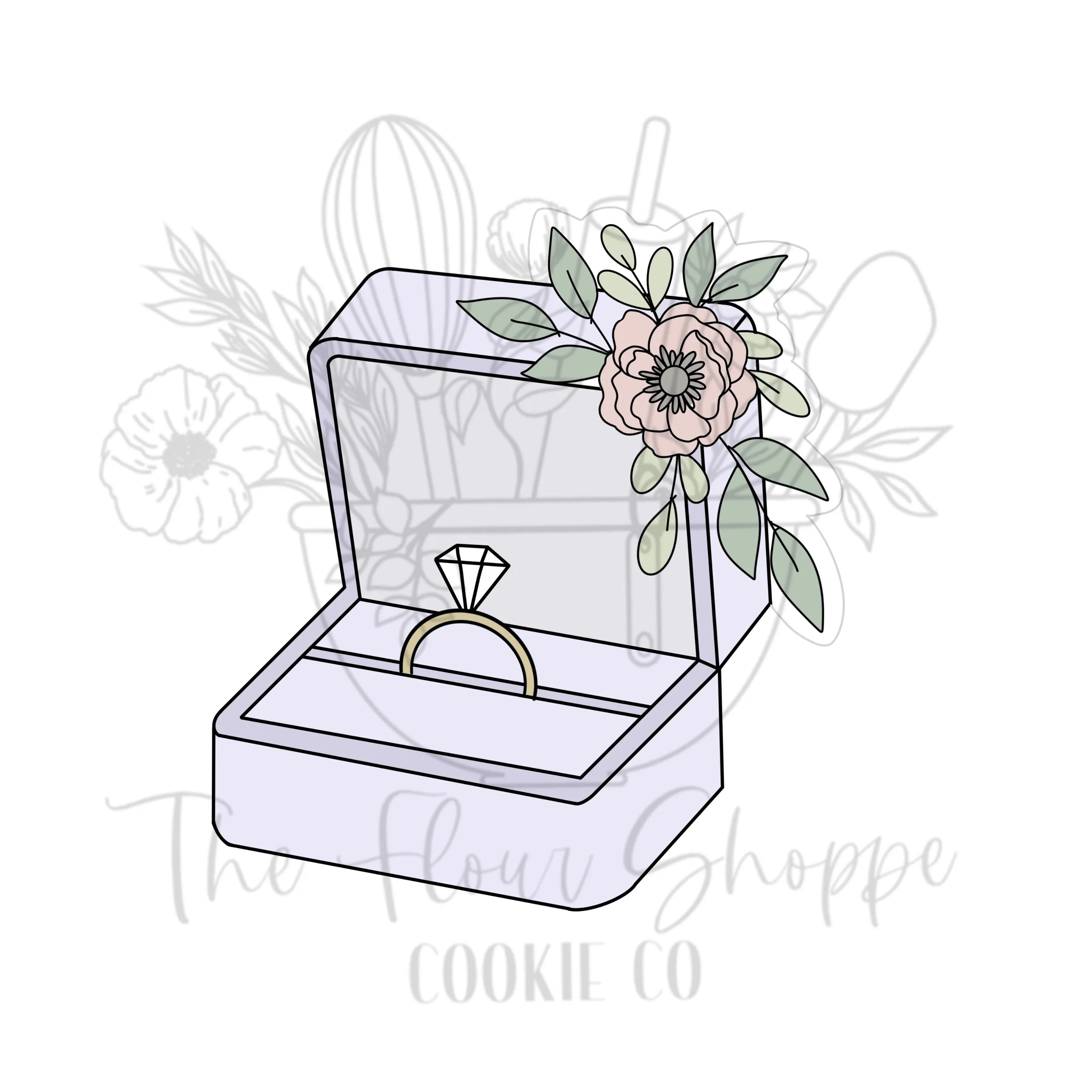 Ring Box 1 with Florals Cookie Cutter STL