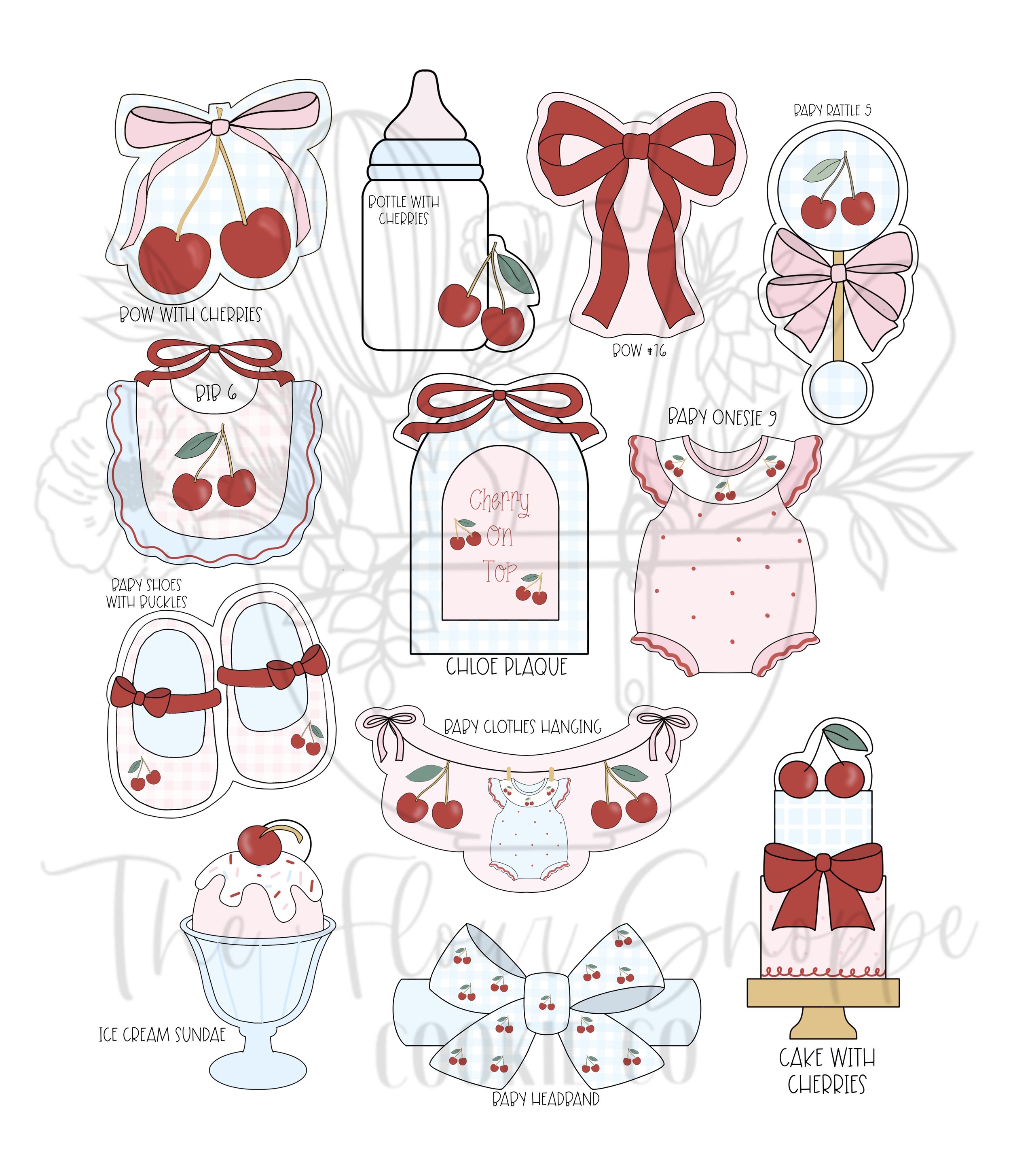 Cherry on Top, Cherry Baby Shower Cookie Cutter Set STL