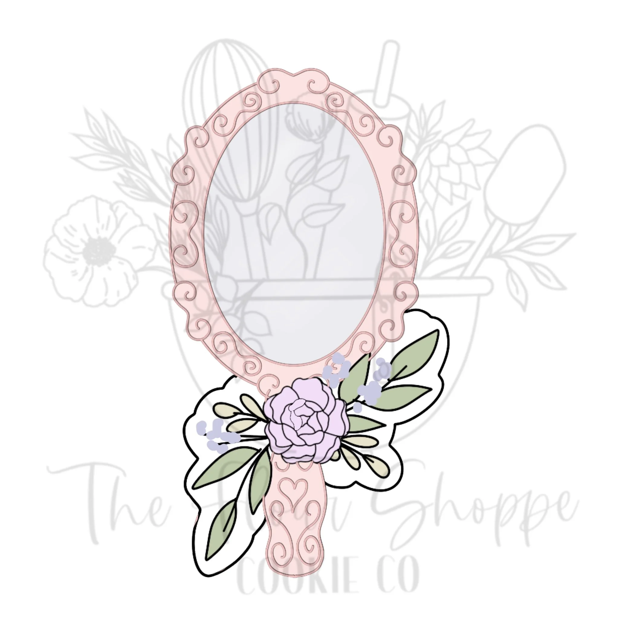 Princess Mirror with Florals, Cookie Cutter STL