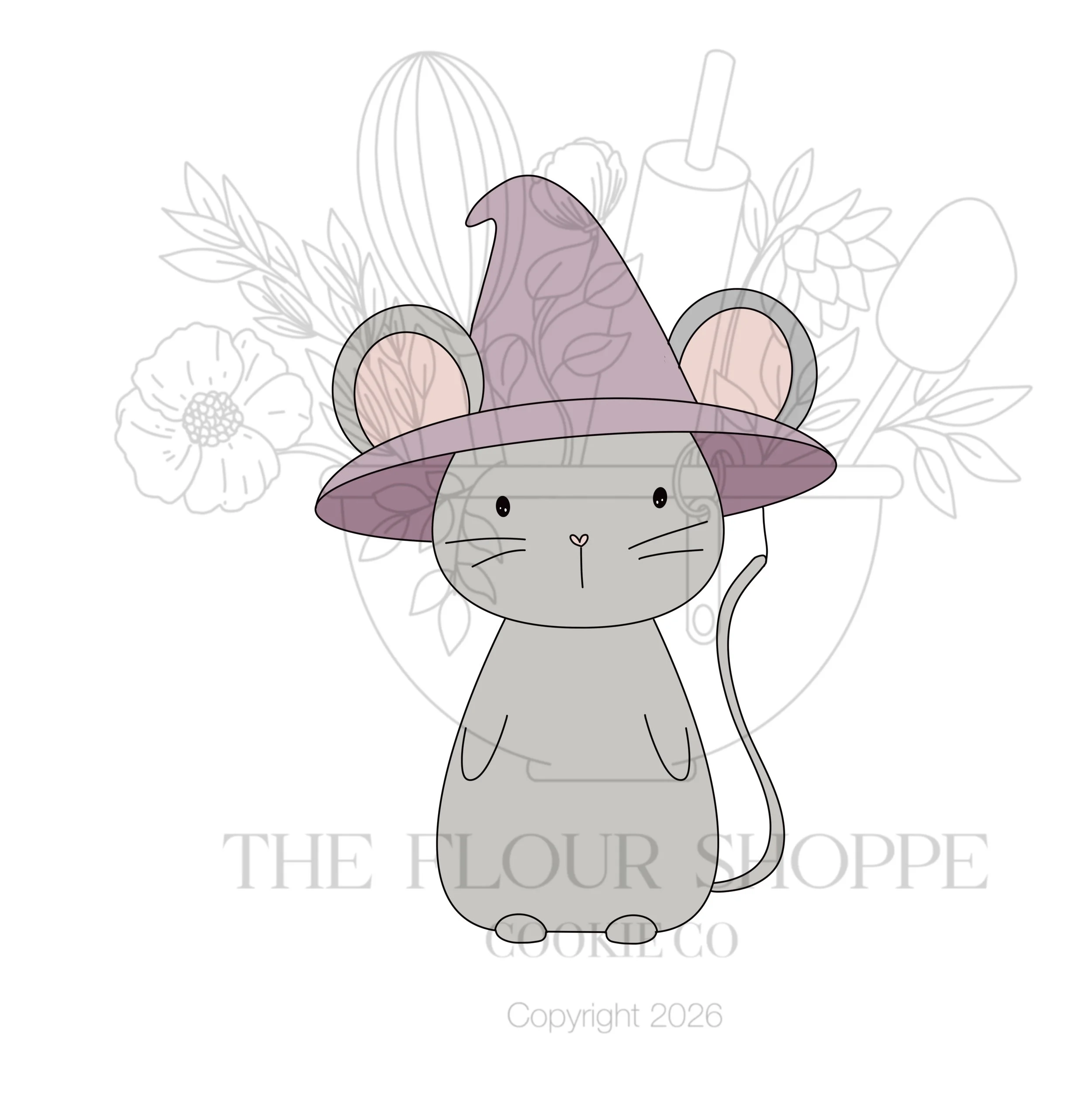 Mouse with Witch Hat Cookie Cutter STL