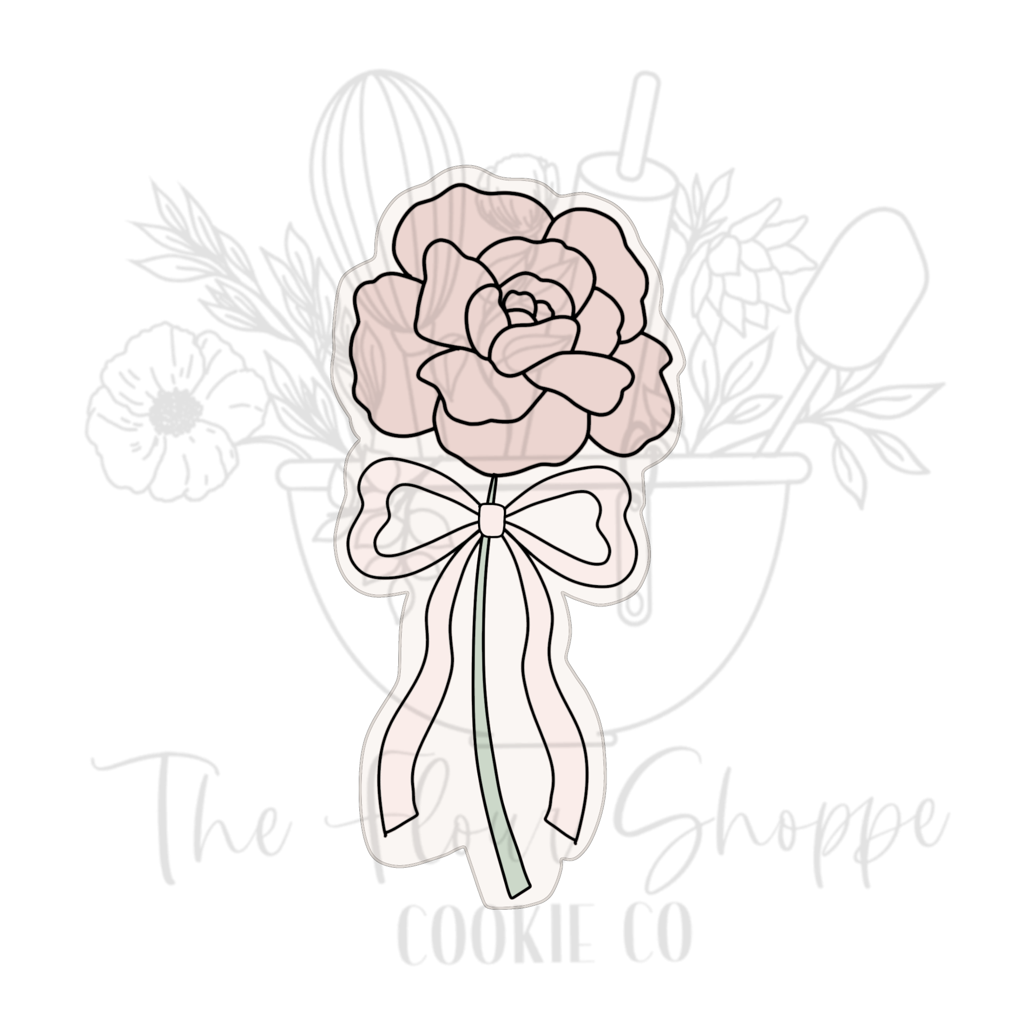 Rose With Bow Cookie Cutter STL