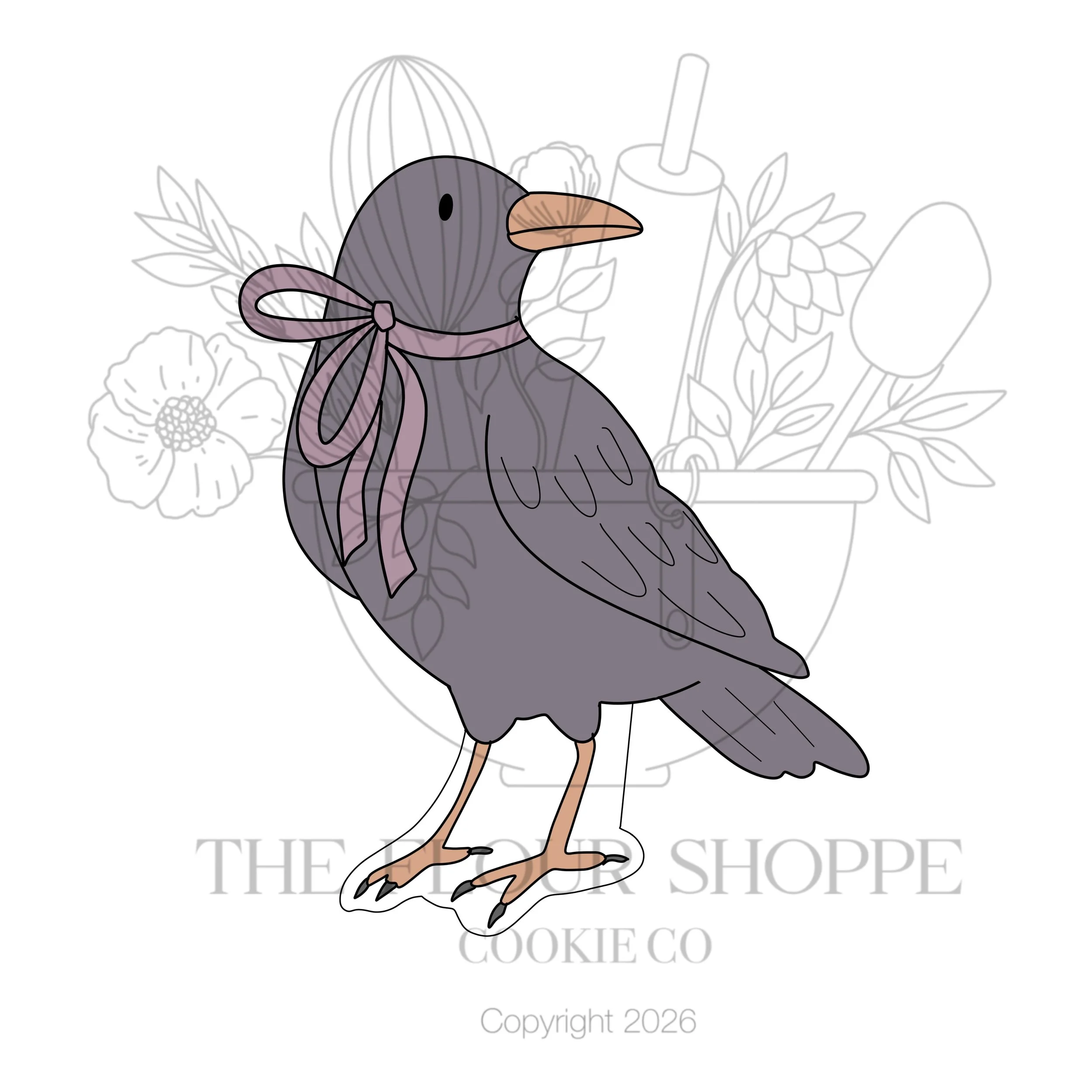 Crow with Bow, Raven Halloween Cutter STL