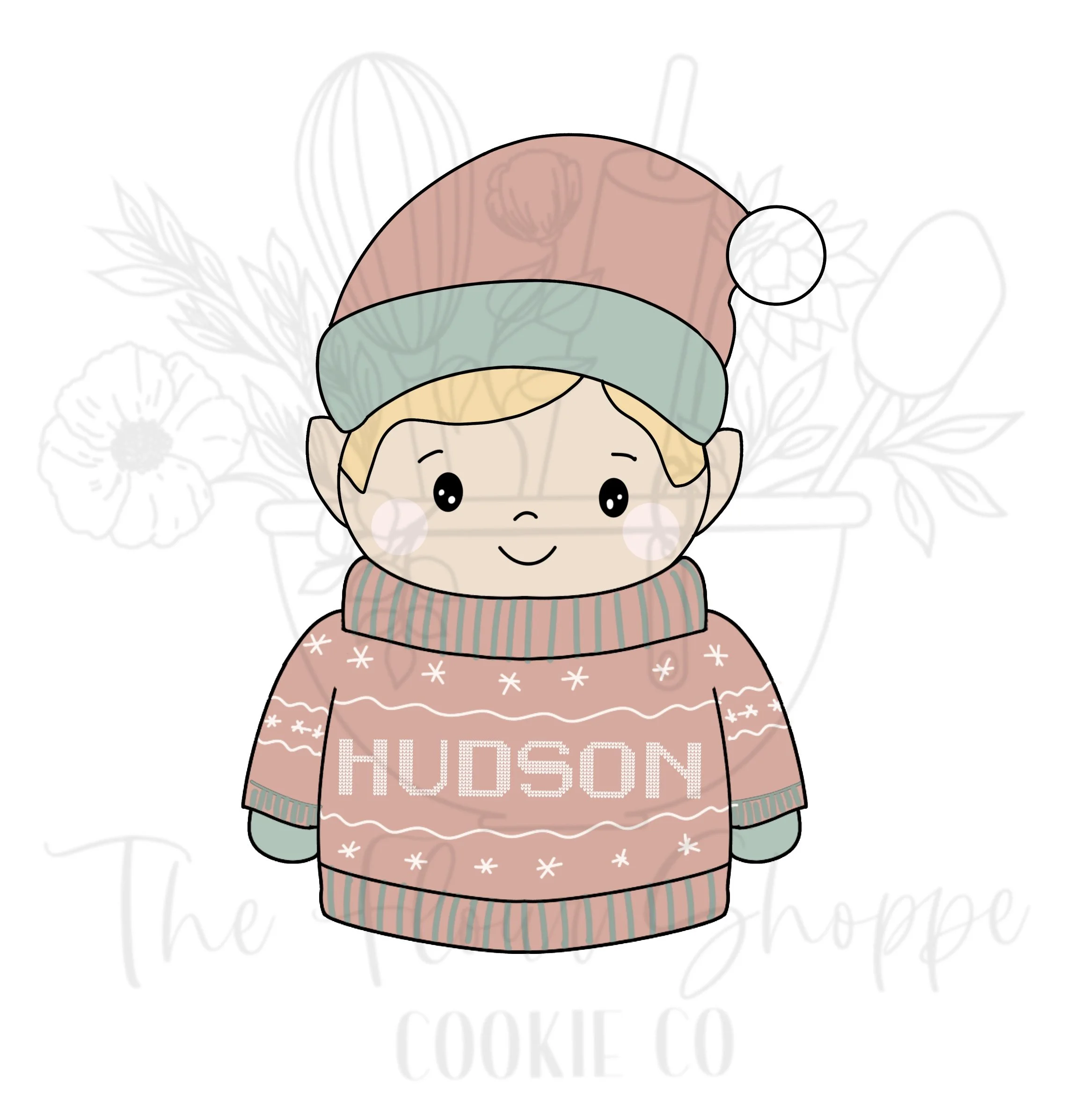 Elf Boy in Christmas Sweater Cookie Cutter STL