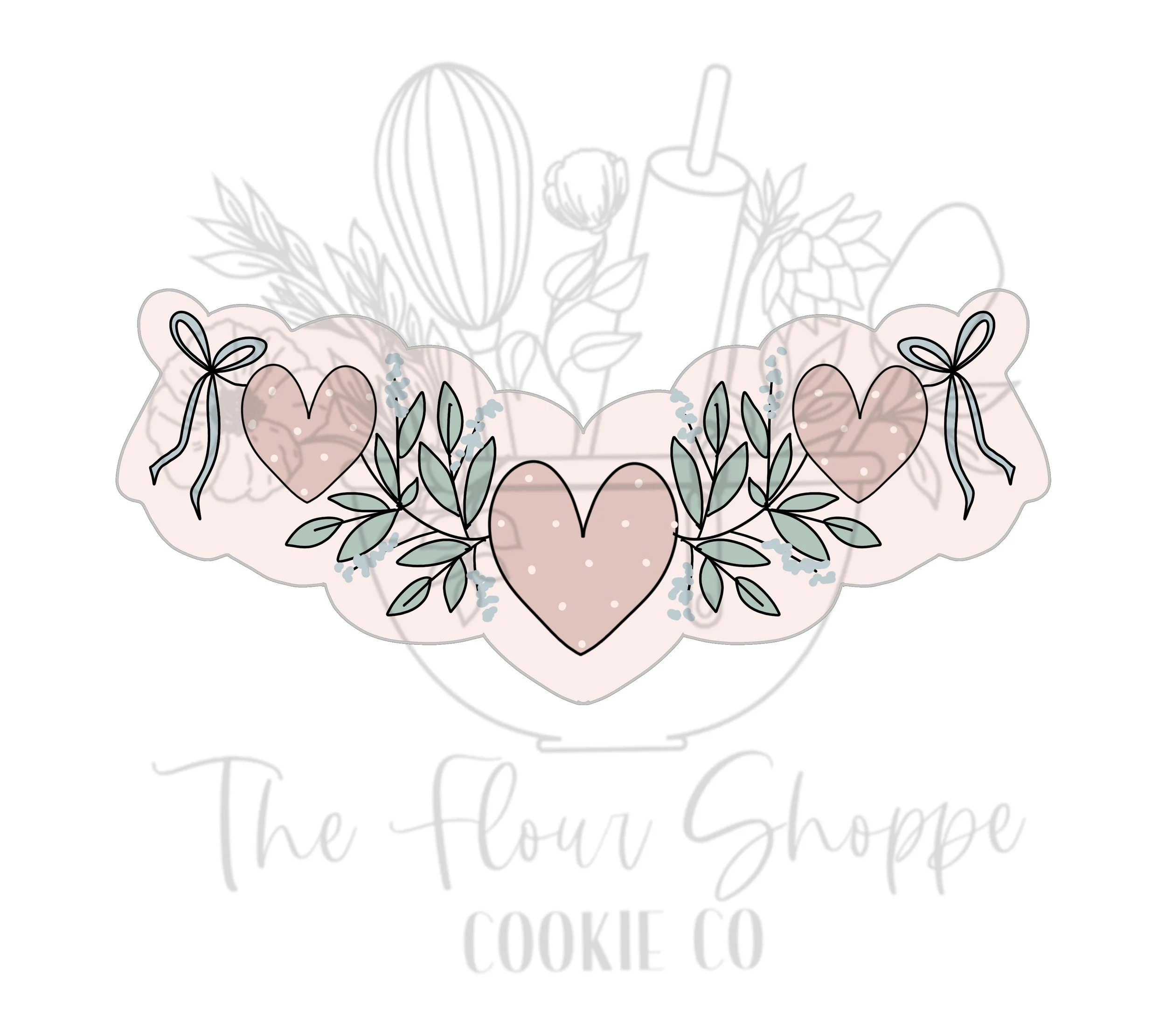 Heart and Greenery Garland 1 Cookie Cutter STL