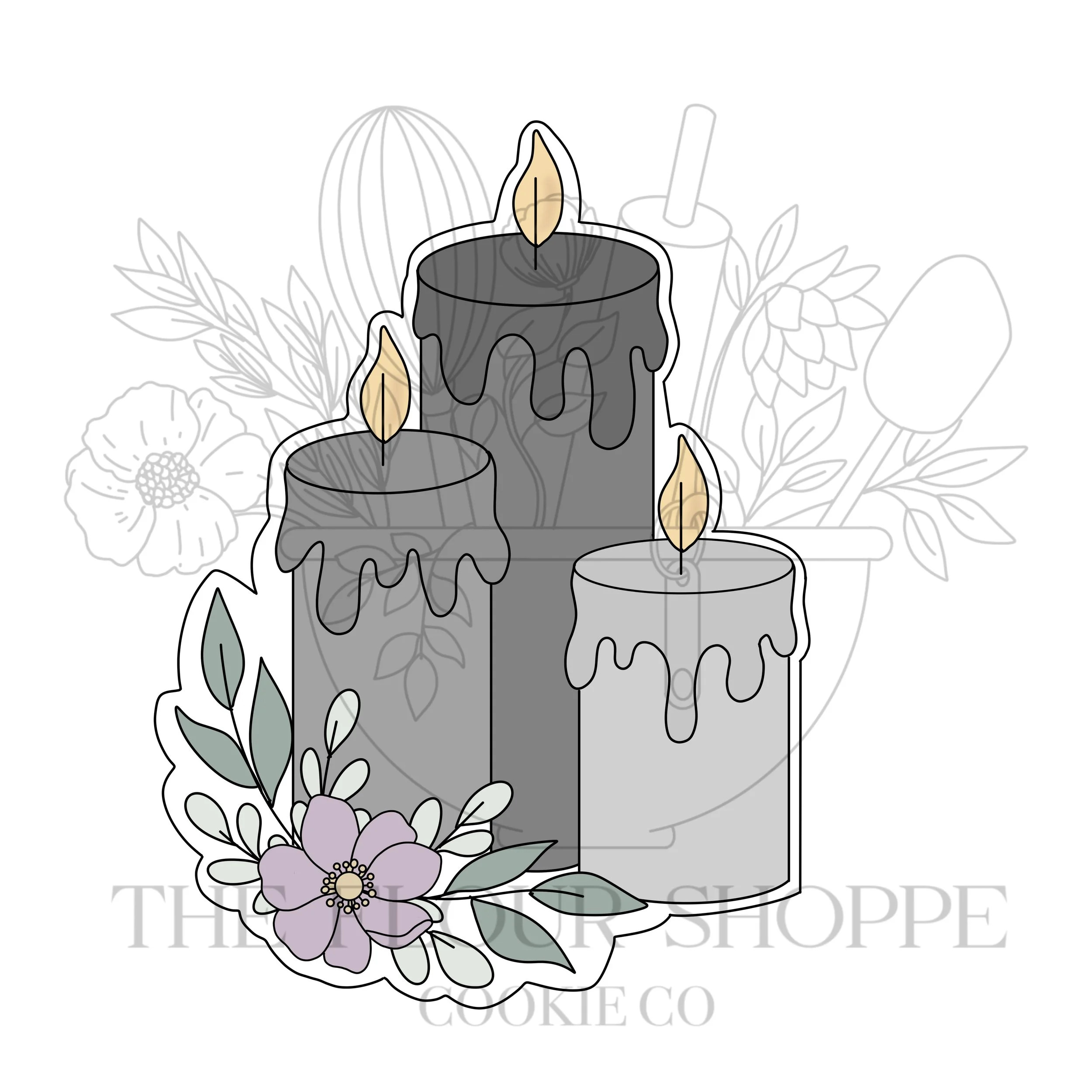 Floral Candle Trio, Halloween Cookie Cutter STL