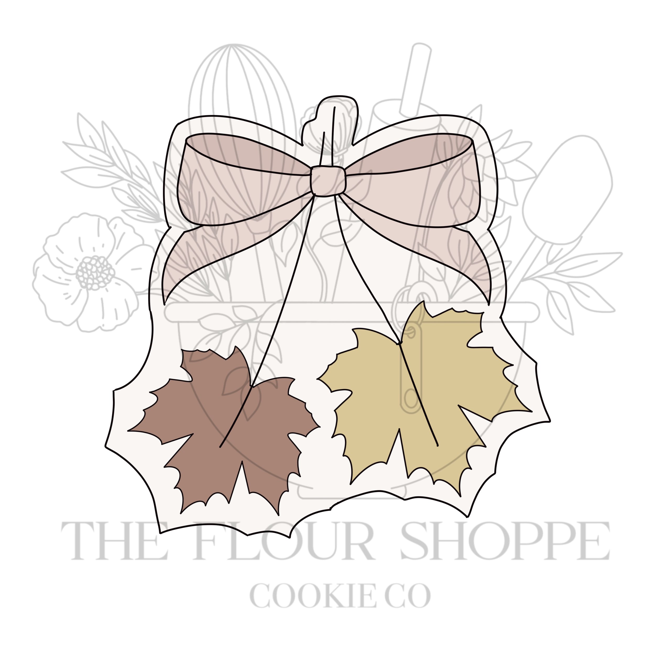 Bow with Leaves, Fall Cookie Cutter STL