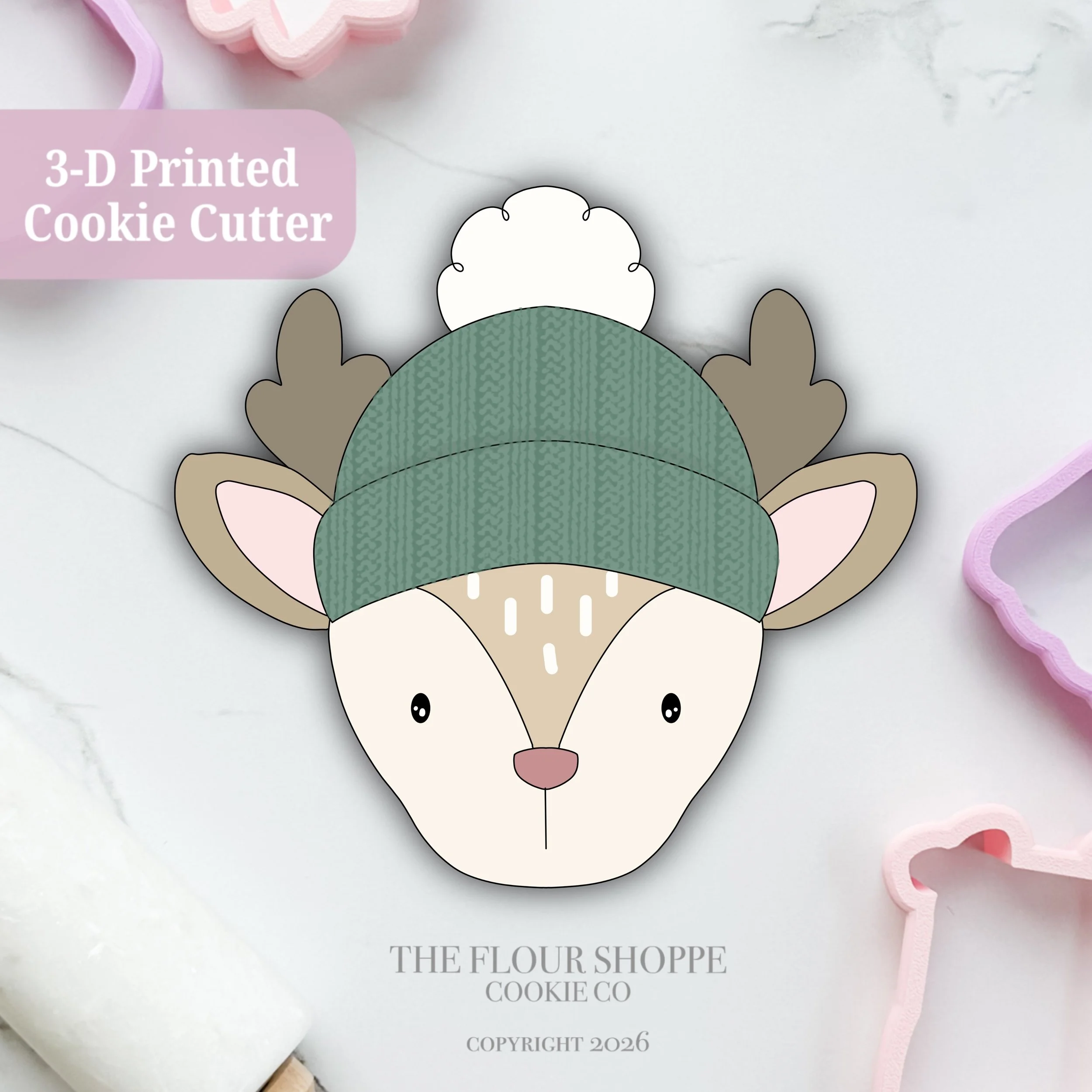 Reindeer Face 6 Cookie Cutter STL