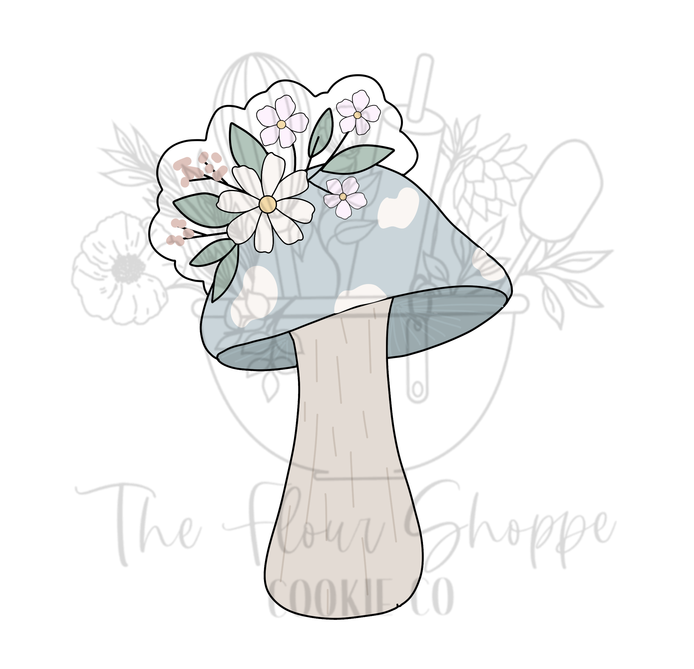 Floral Mushroom 1 with Greenery