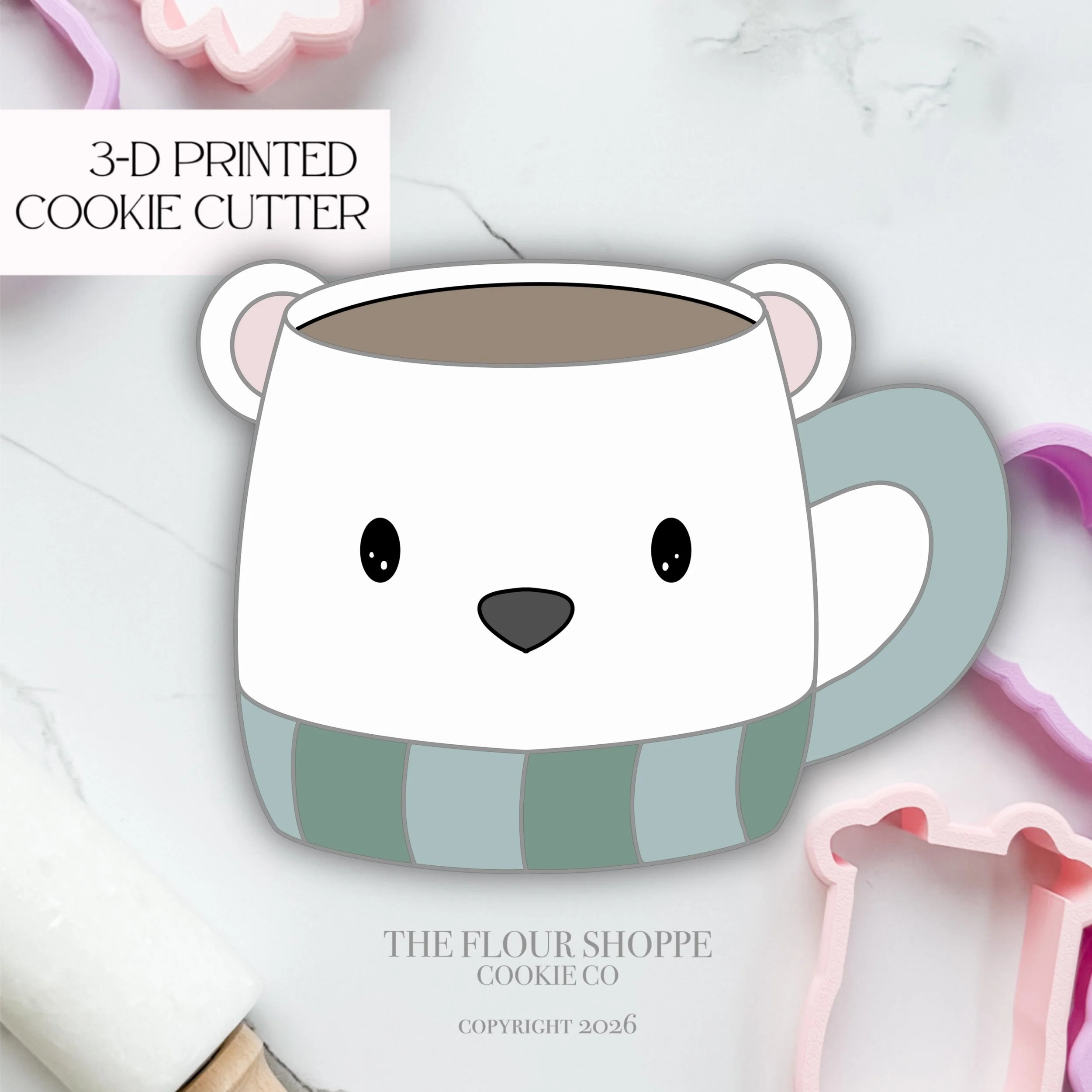 Polar Bear Mug Cookie Cutter STL