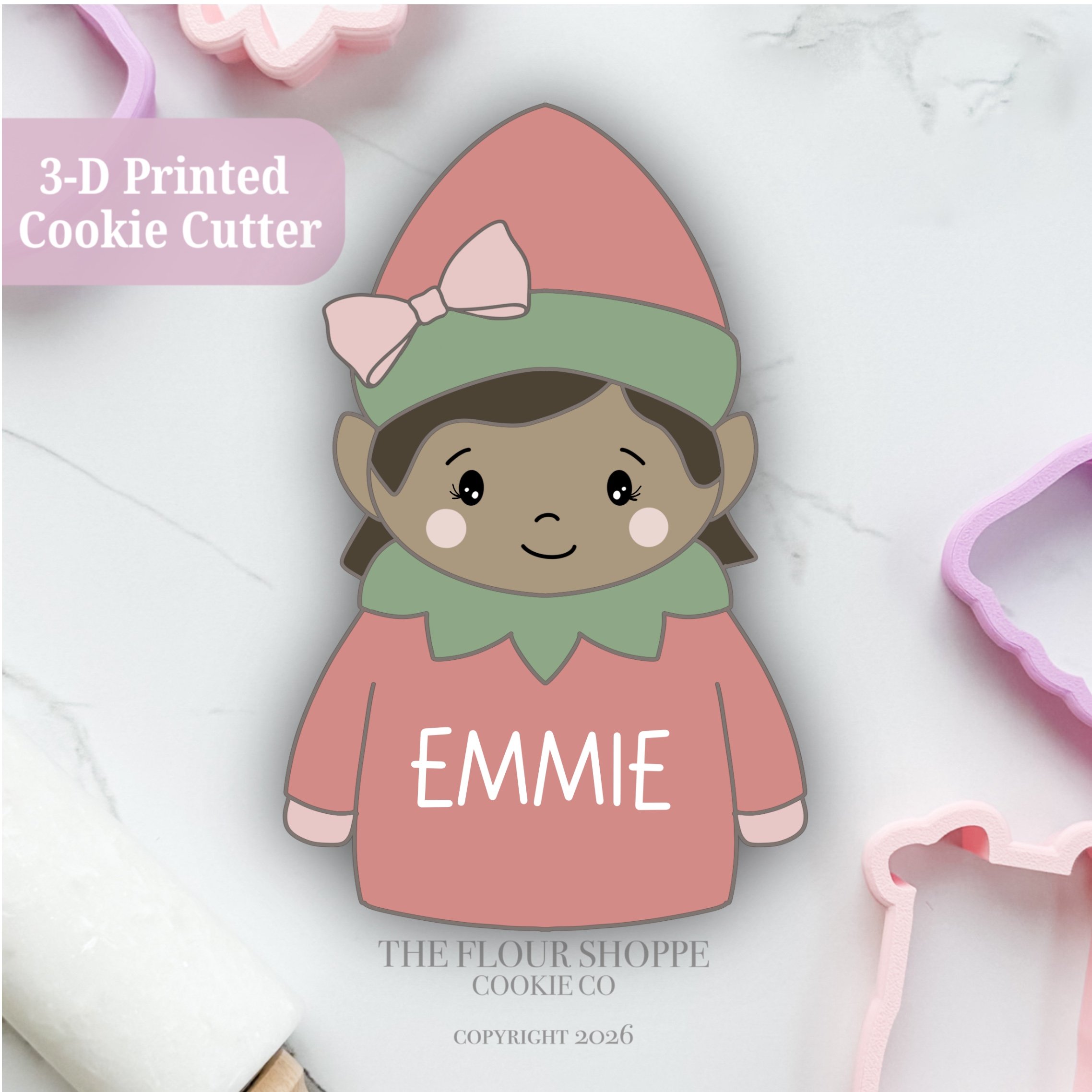 Elf Girl 2 in Christmas Sweater Cookie Cutter STL