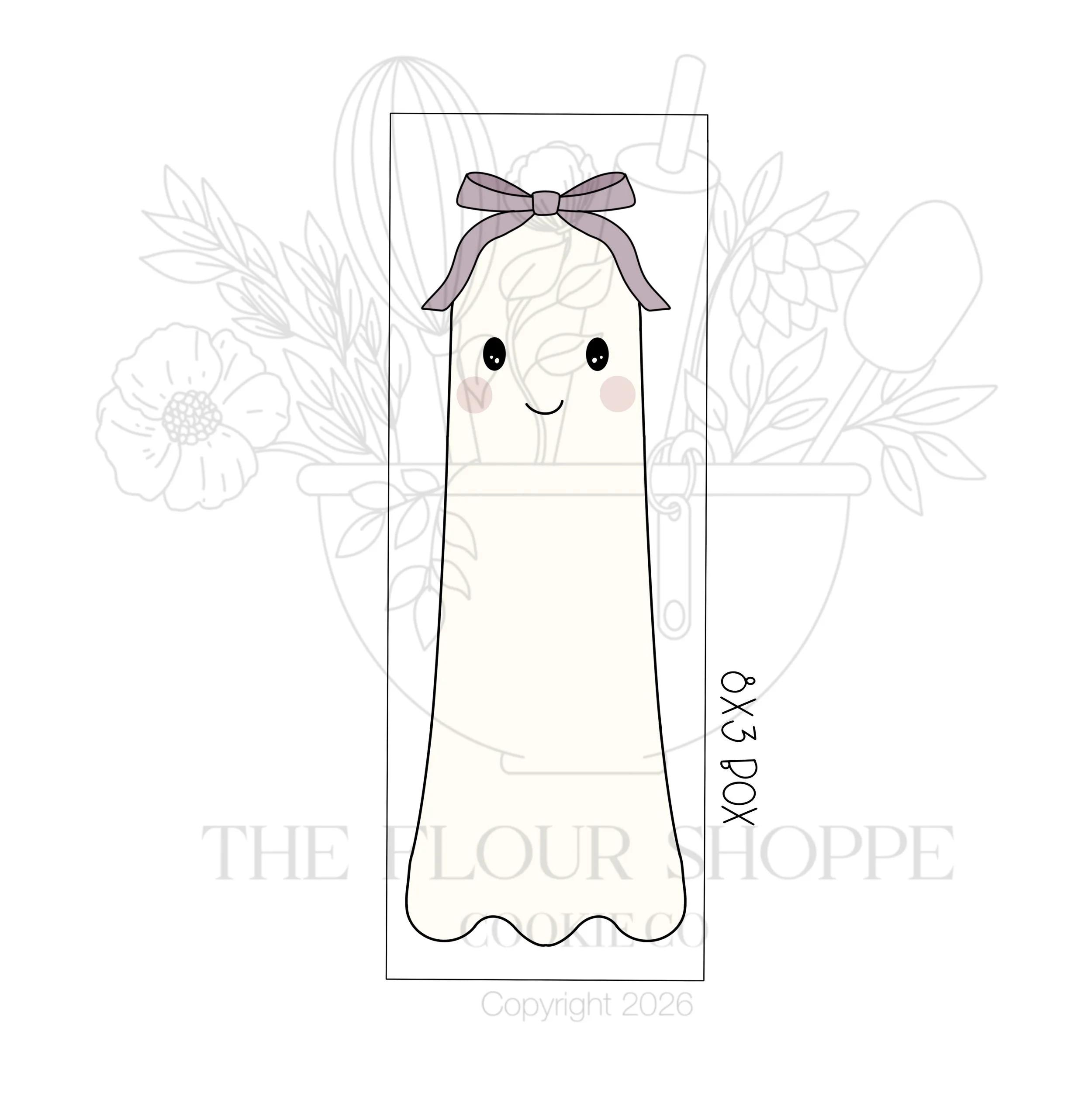 Skinny Ghost 12 with Bow, Halloween Cookie Cutter STL