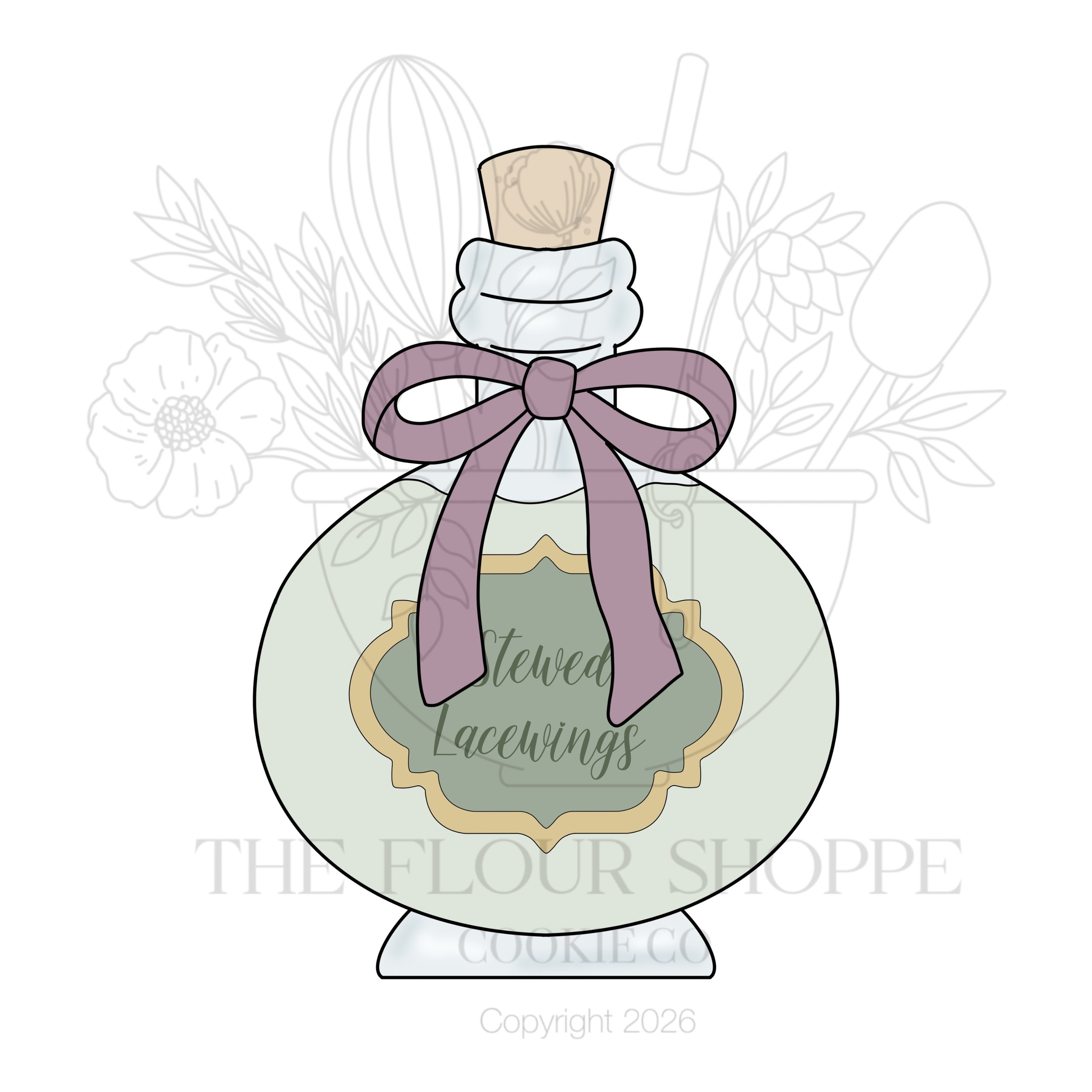 Potion Bottle 2 with Bow Cookie Cutter STL