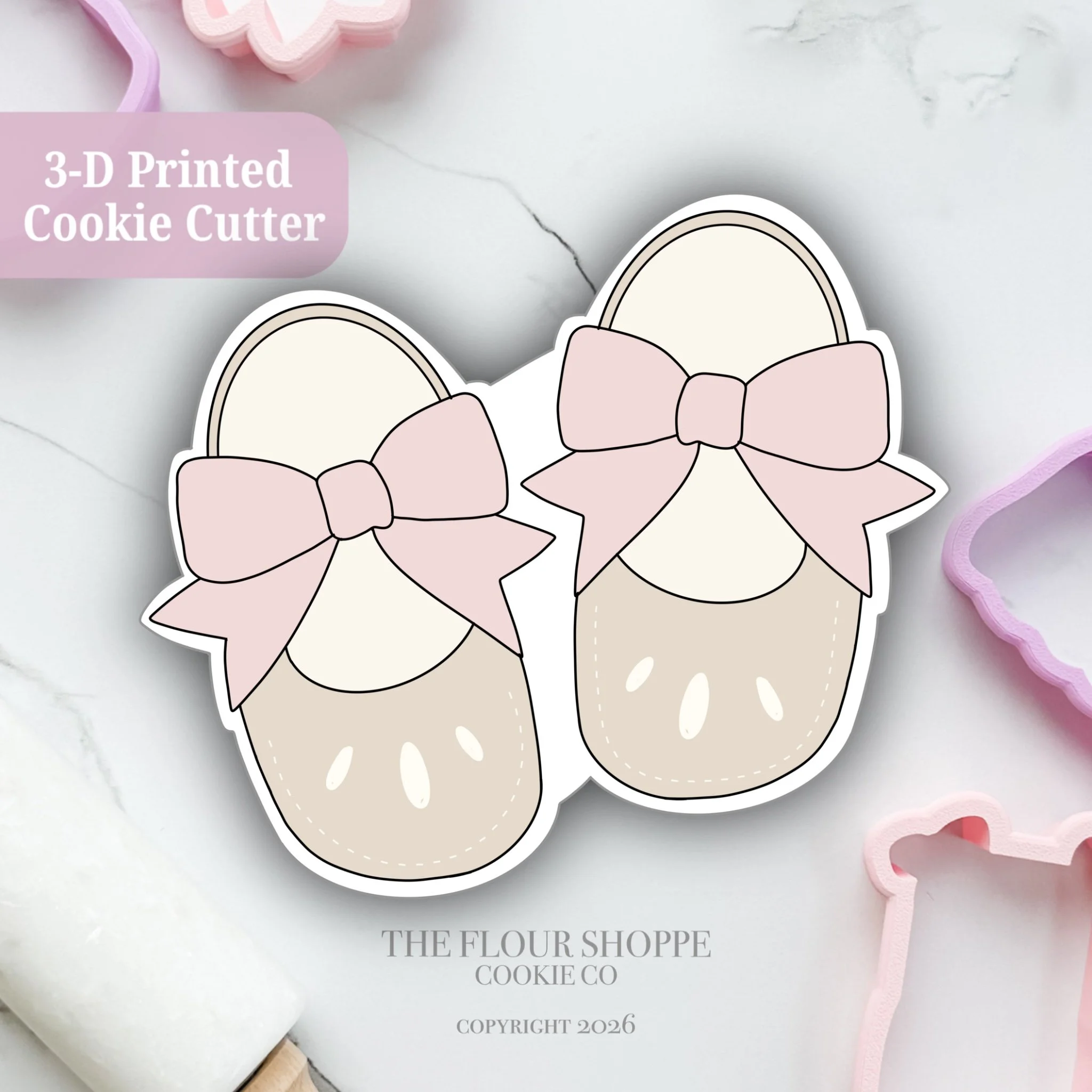 Baby Shoes with Bows 2 Cookie Cutter STL