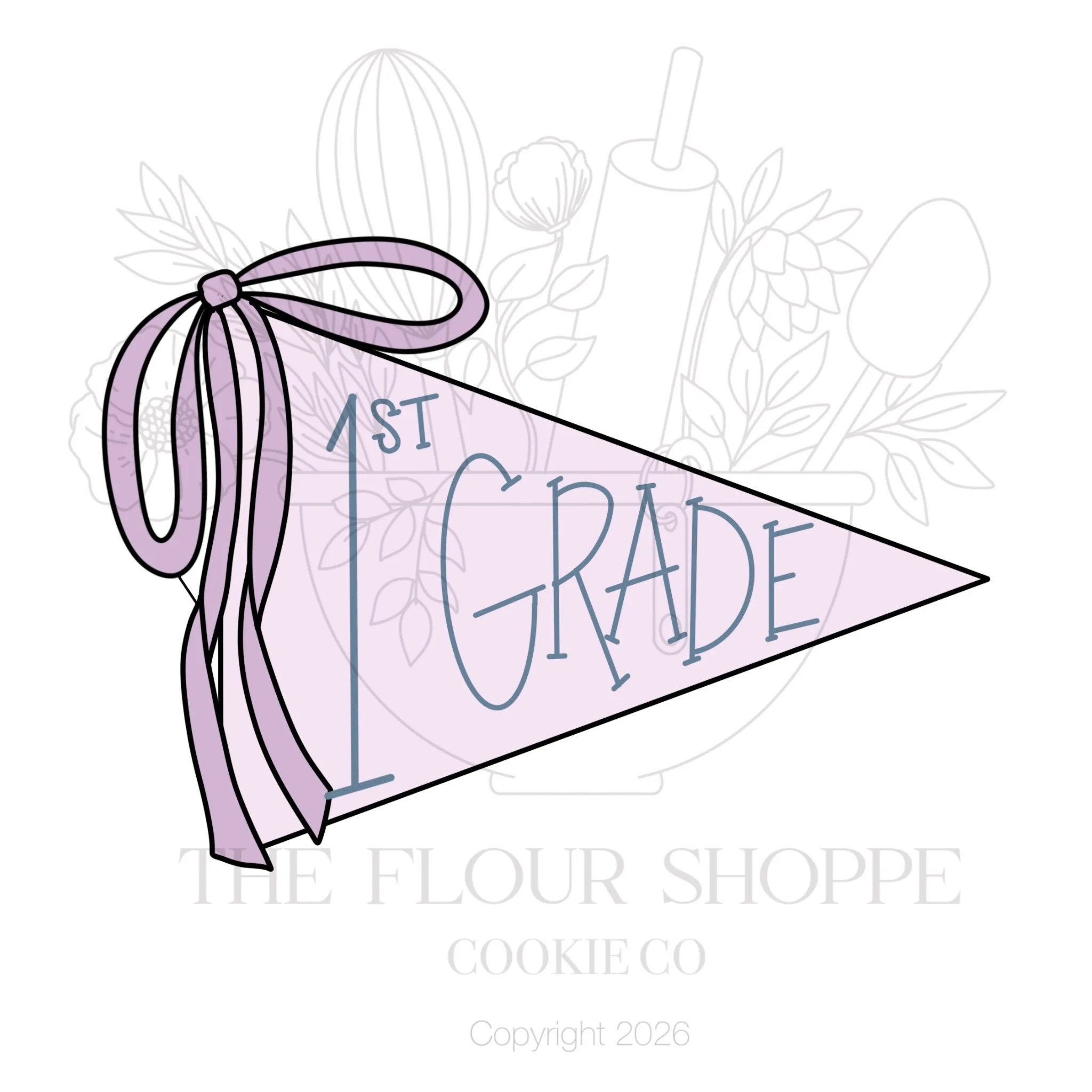 Pennant 2 with Bow Cookie Cutter STL