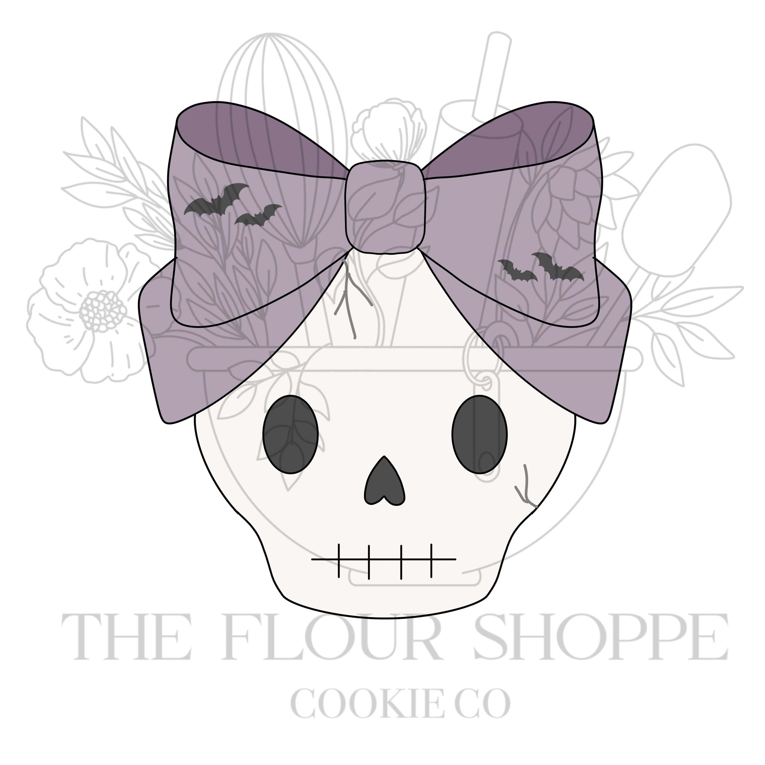 Skull 3 with Bow Halloween Cutter STL