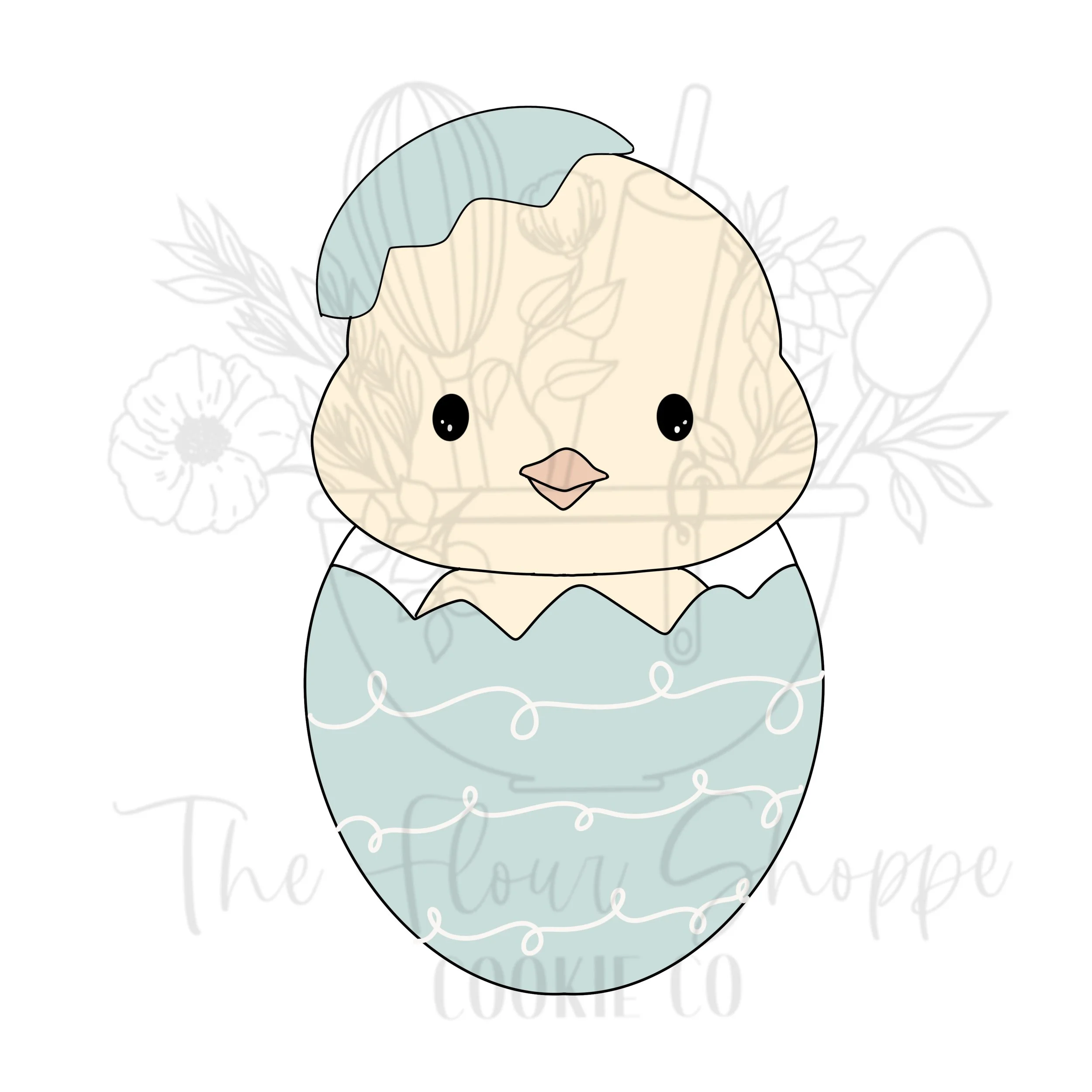 Chick in Egg 2 with Eggshell Cookie Cutter STL