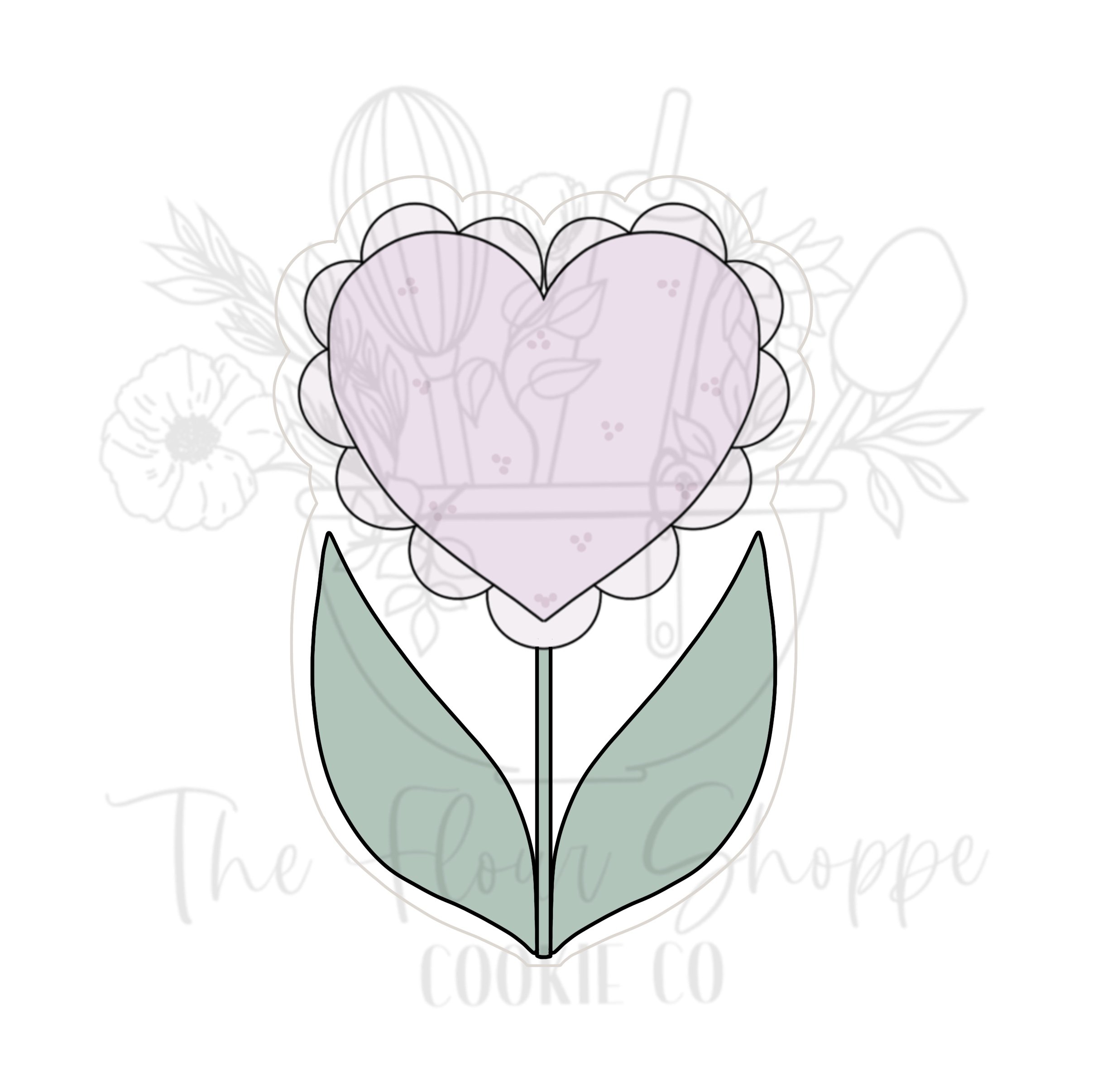 Heart Flower 2 Cookie Cutter STL