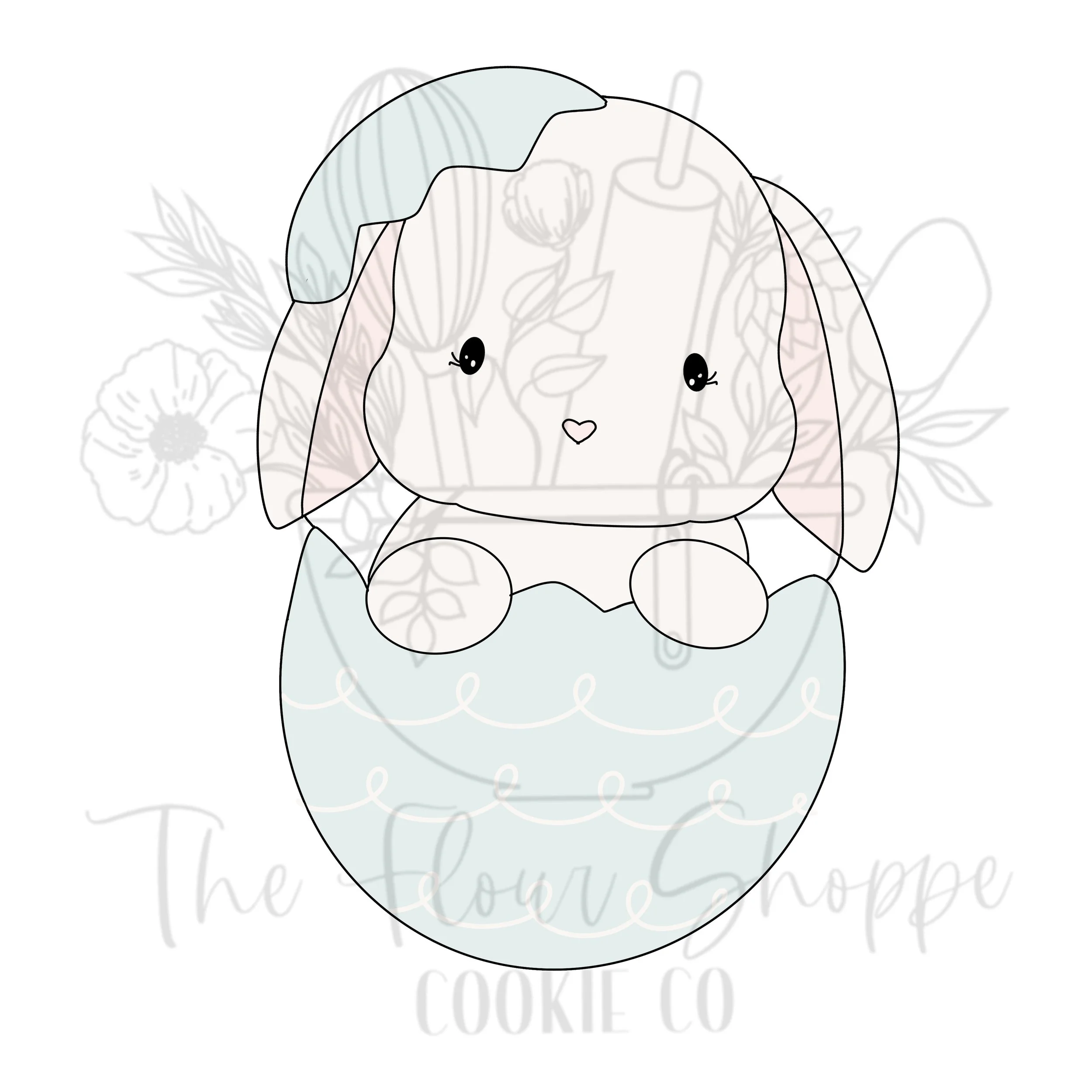 Bunny Rabbit in Egg 1 with Eggshell, Easter Digital STL Cookie Cutter (Copy)