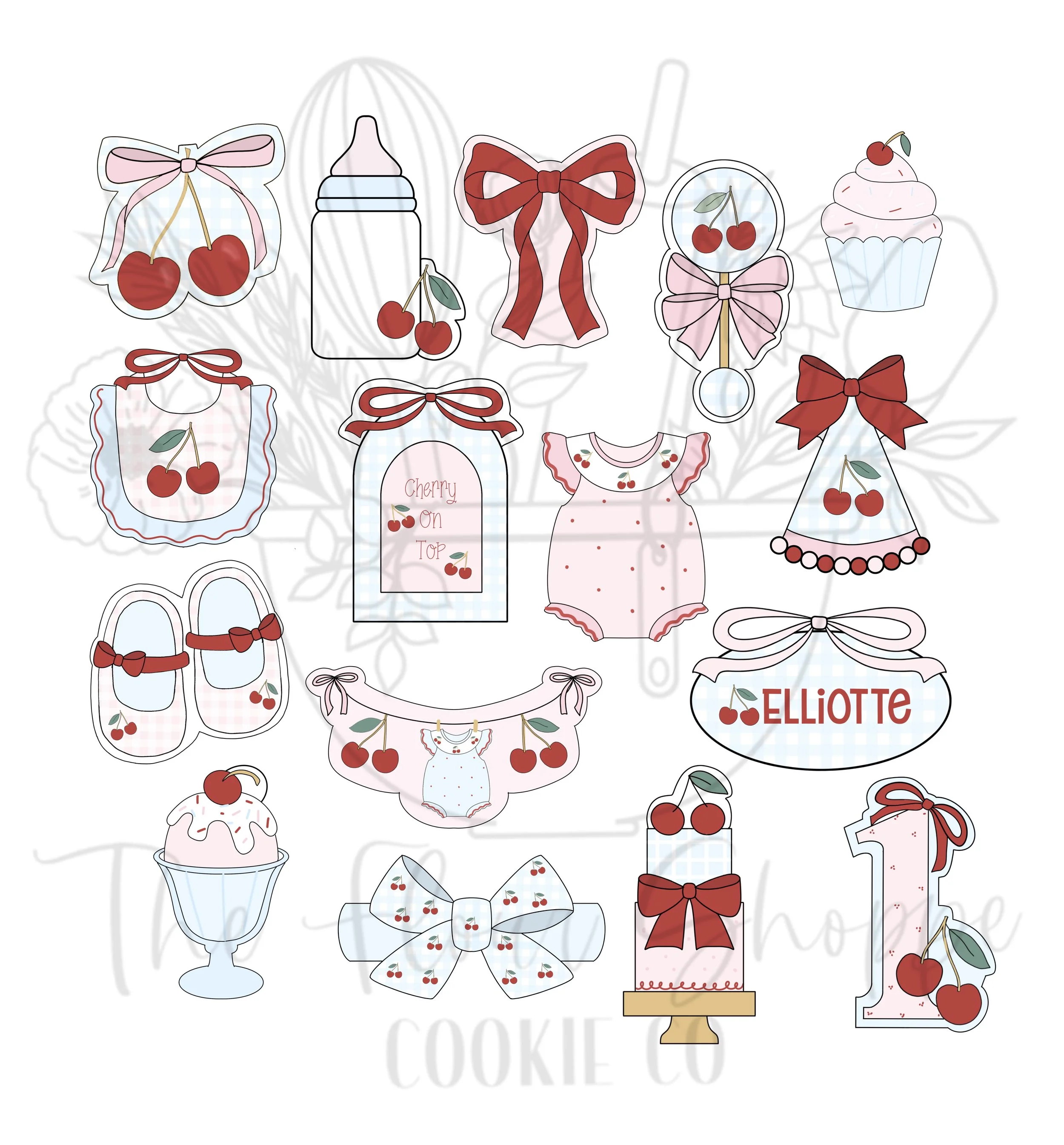 Cherry Set Combo: Cherry First Birthday, Cherry Baby Shower Cookie Cutter Set STL (Copy)