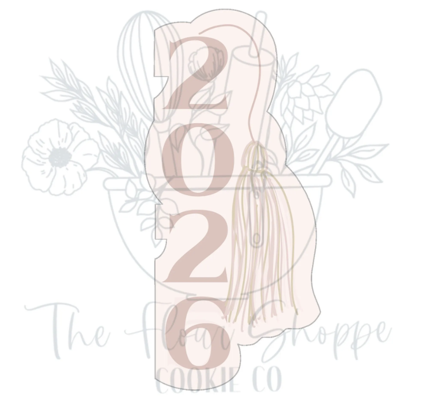 Skinny 2026 with Tassel Graduation Cookie Cutter STL