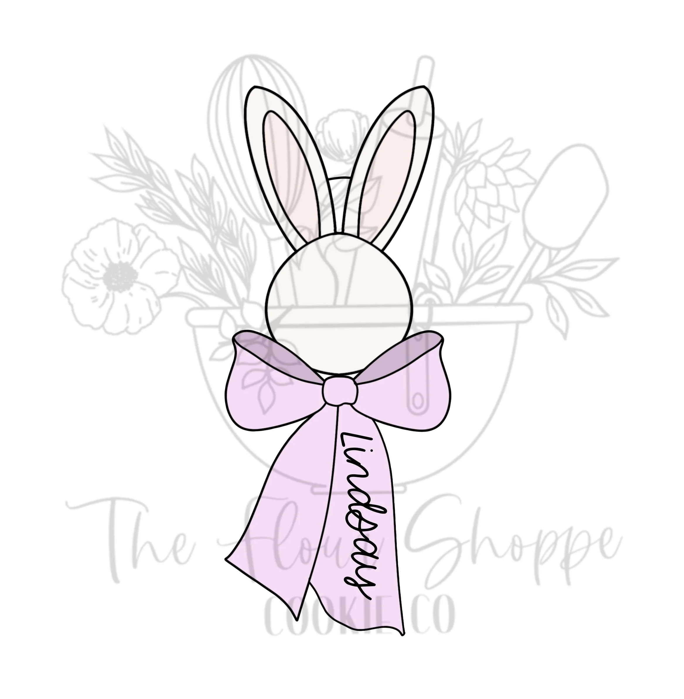 Bunny with Big Bow, Personalized Easter Digital STL Cookie Cutter