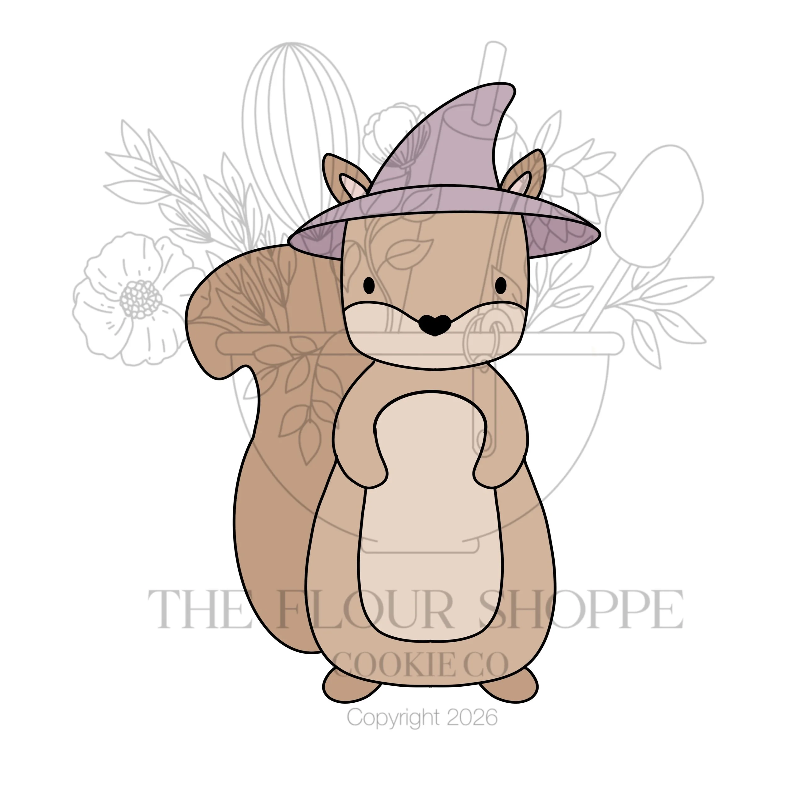 Squirrel with Witch Hat Cookie Cutter STL