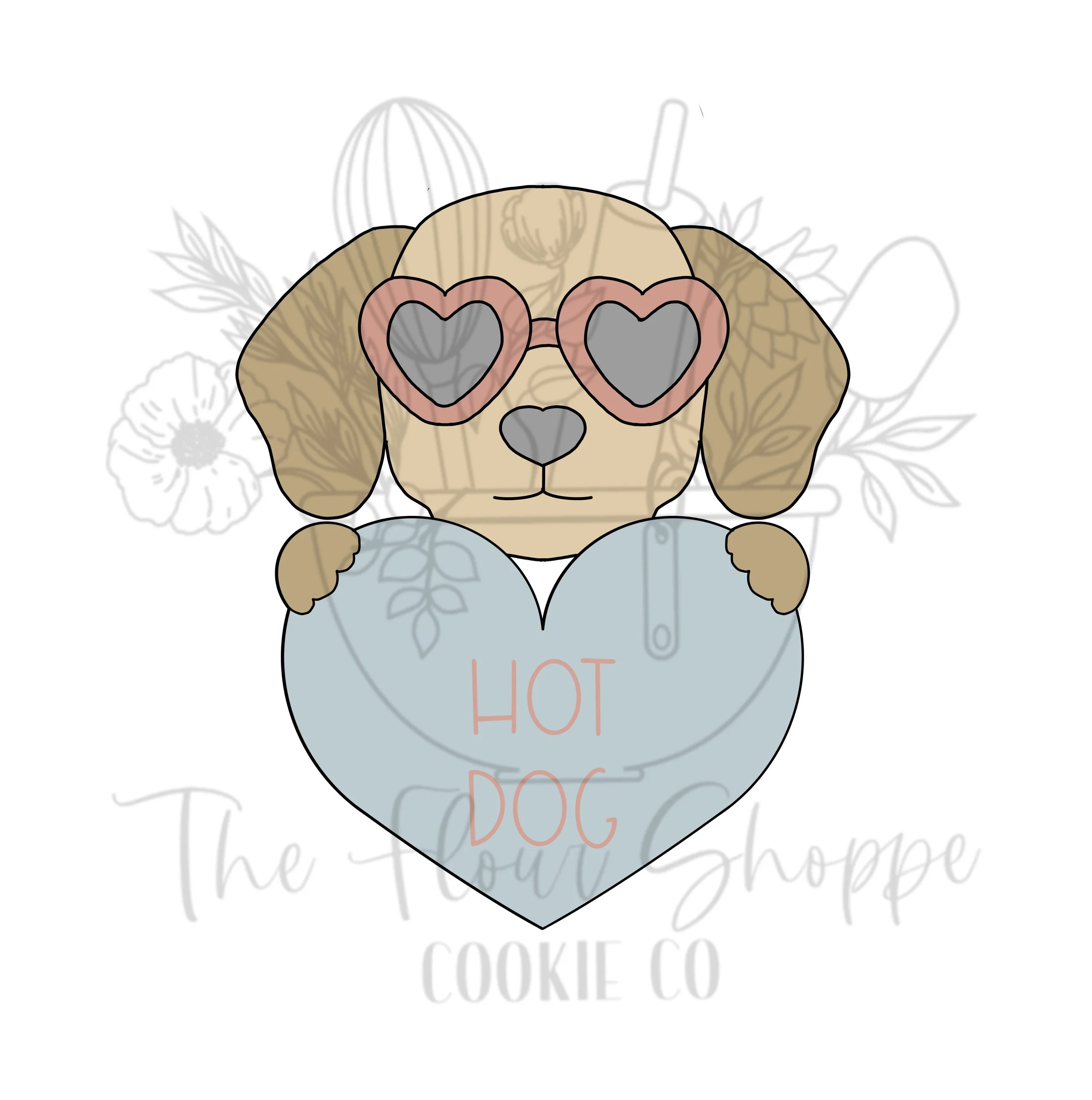 Dog with Sunglasses and Heart Valentine's Personlized Animal Cookie Cutter STL