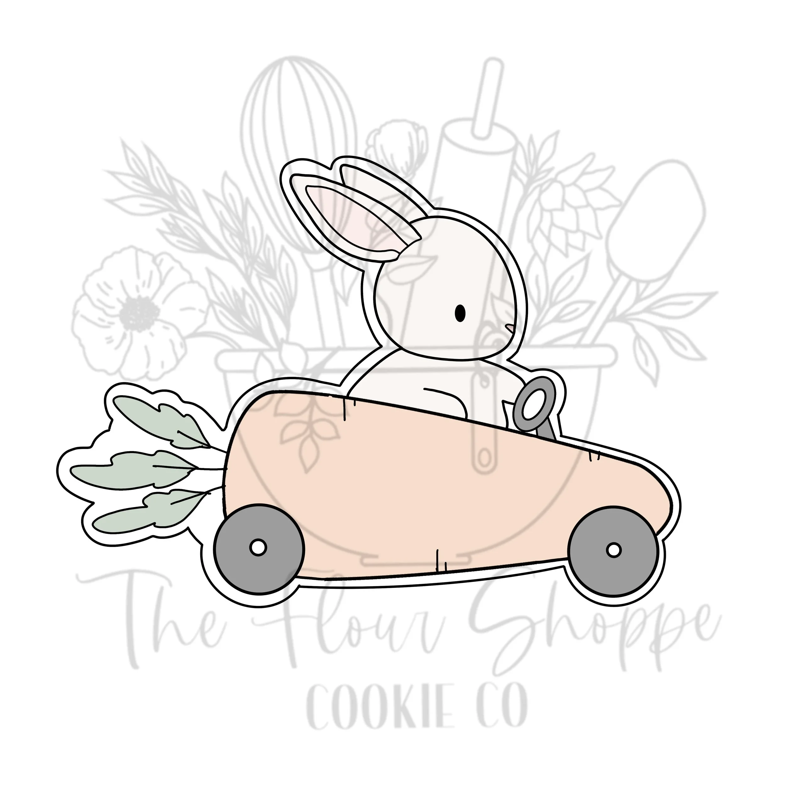 Bunny in Carrot Car, Easter Digital STL Cookie Cutter