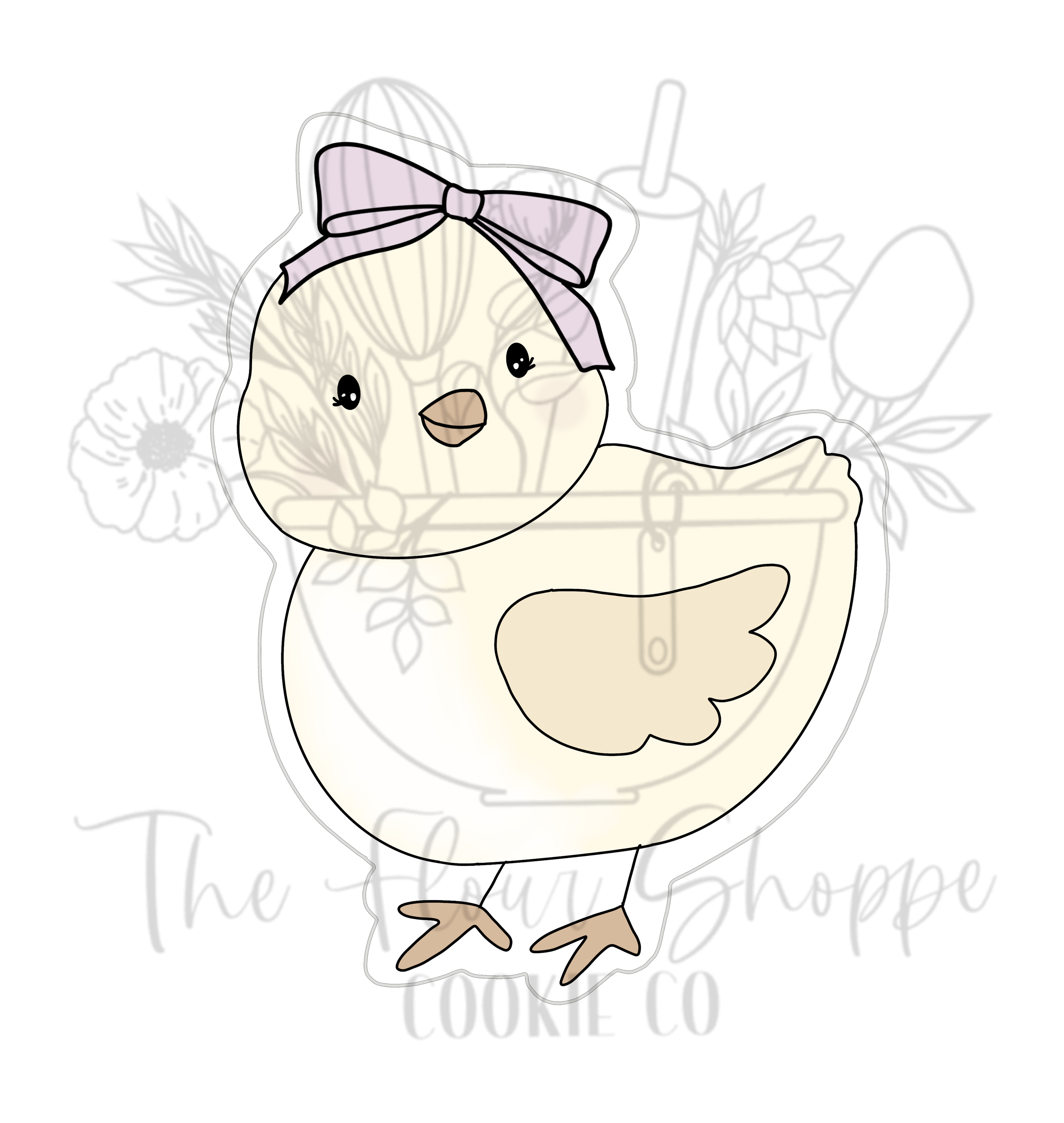 Chick 2 with Bow B Baby Chicken Cookie Cutter STL