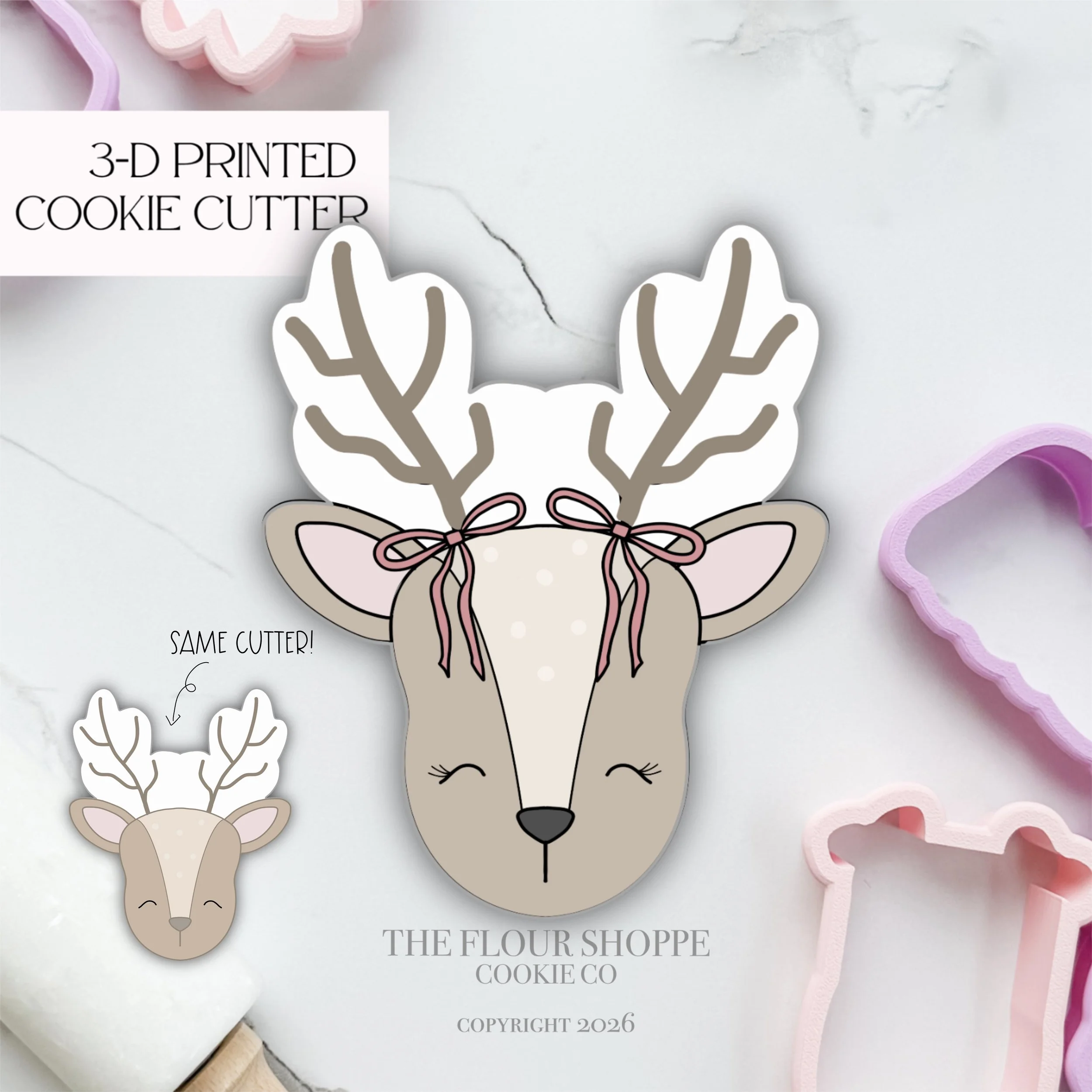 Reindeer Face 2 Cookie Cutter STL