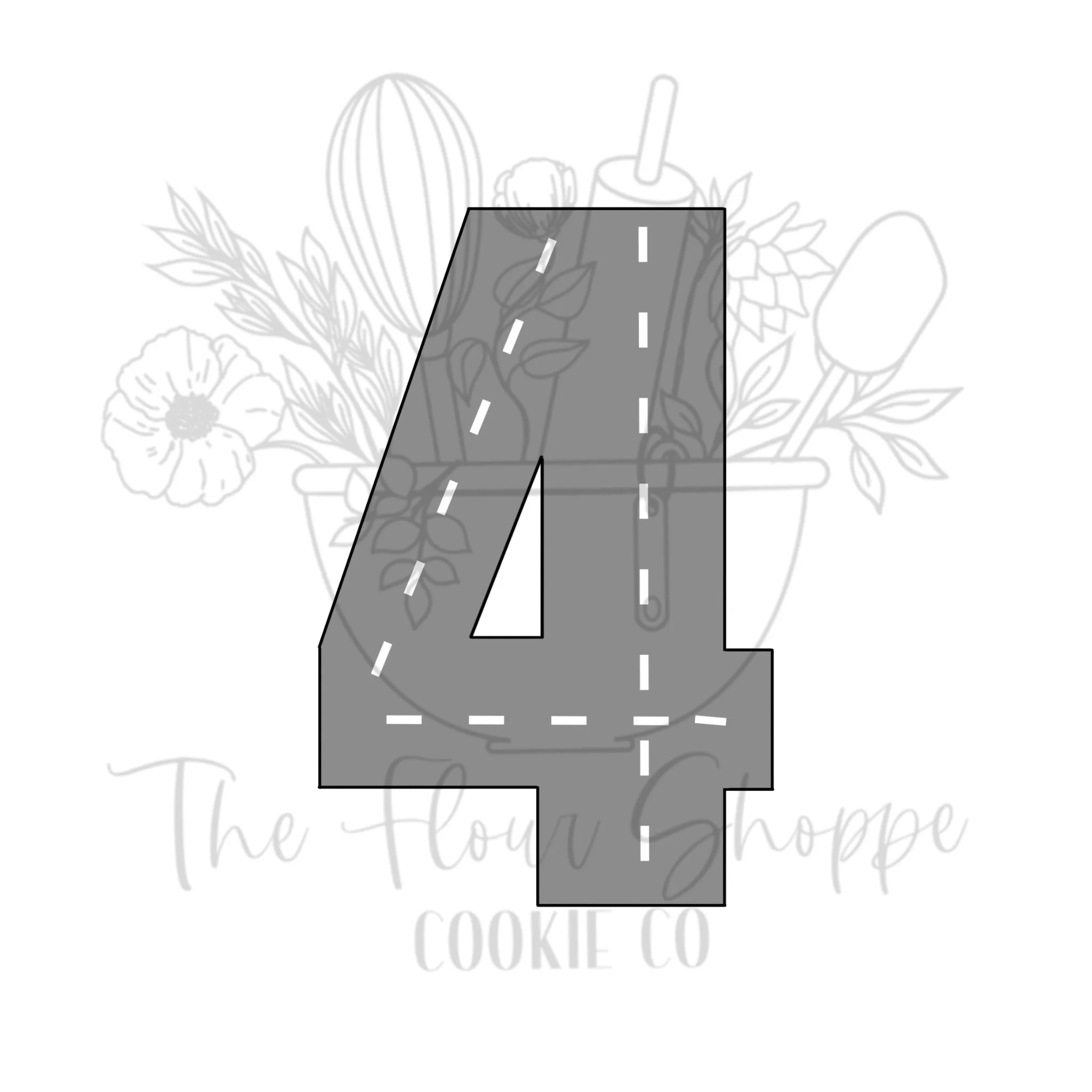 Bold Construction  Number Four, Birthday Cookie Cutter STL