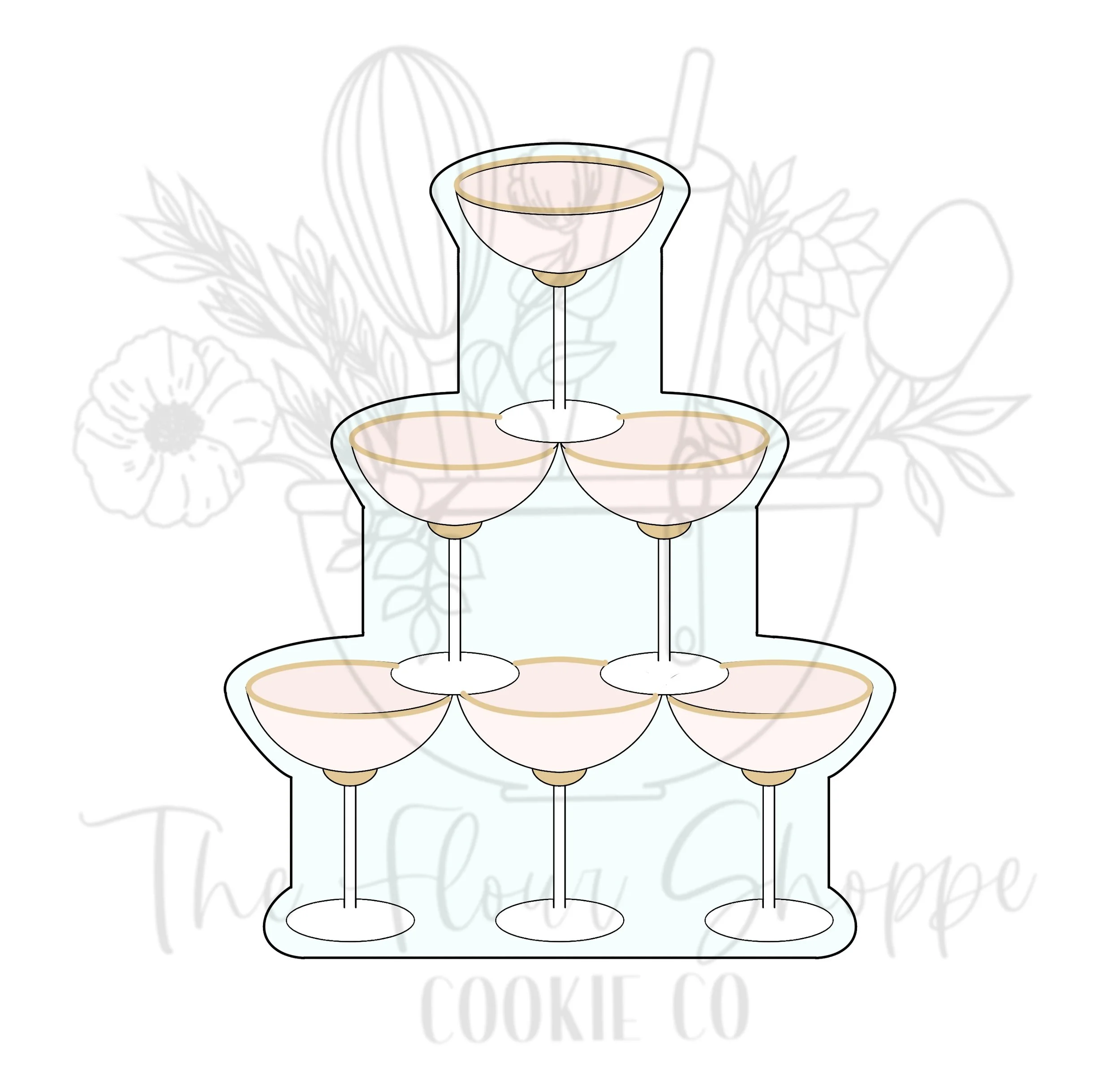 Floral Champagne Bottle 2 Cookie Cutter STL