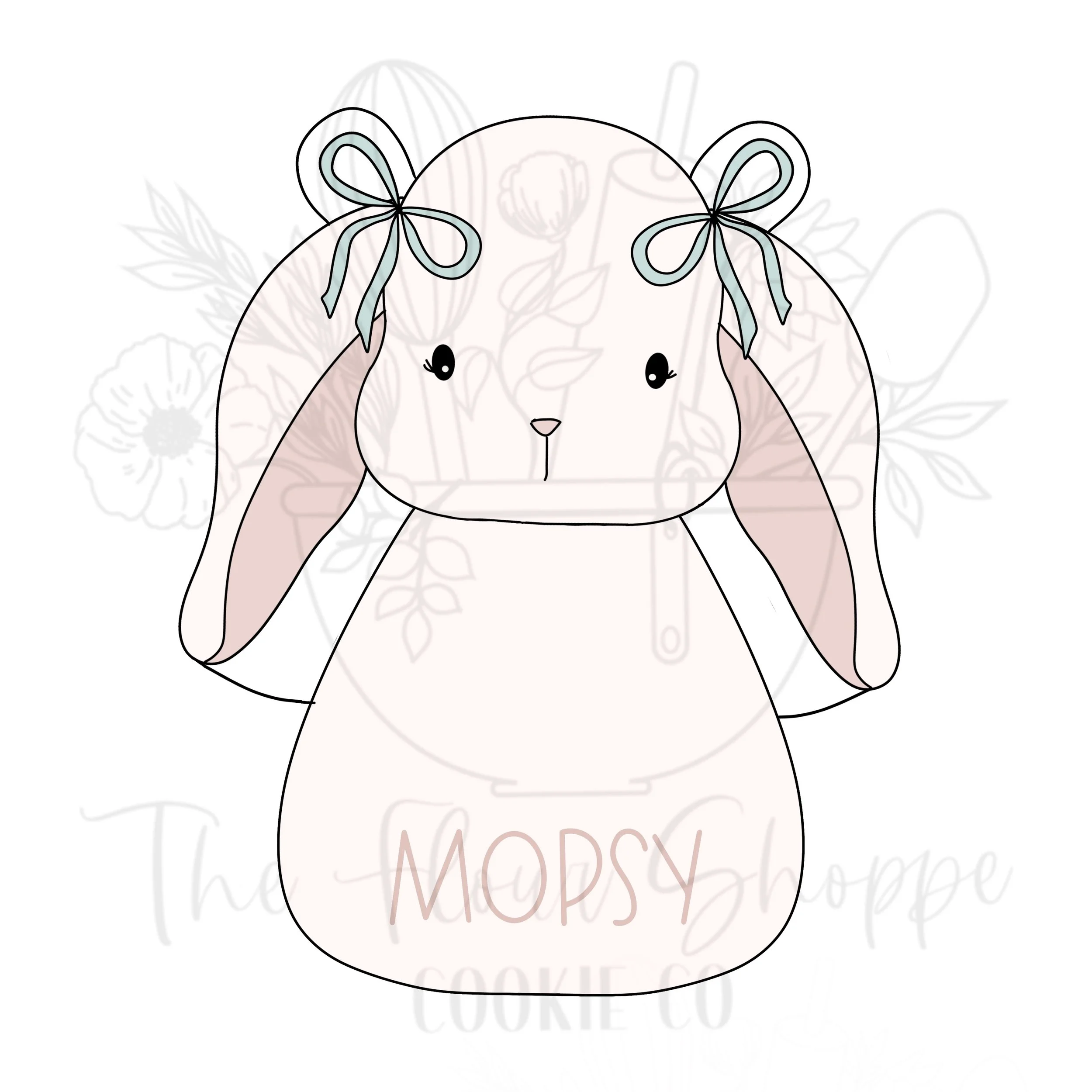 Round Bunny Rabbit 1 with Bows, Easter Digital STL Cookie Cutter