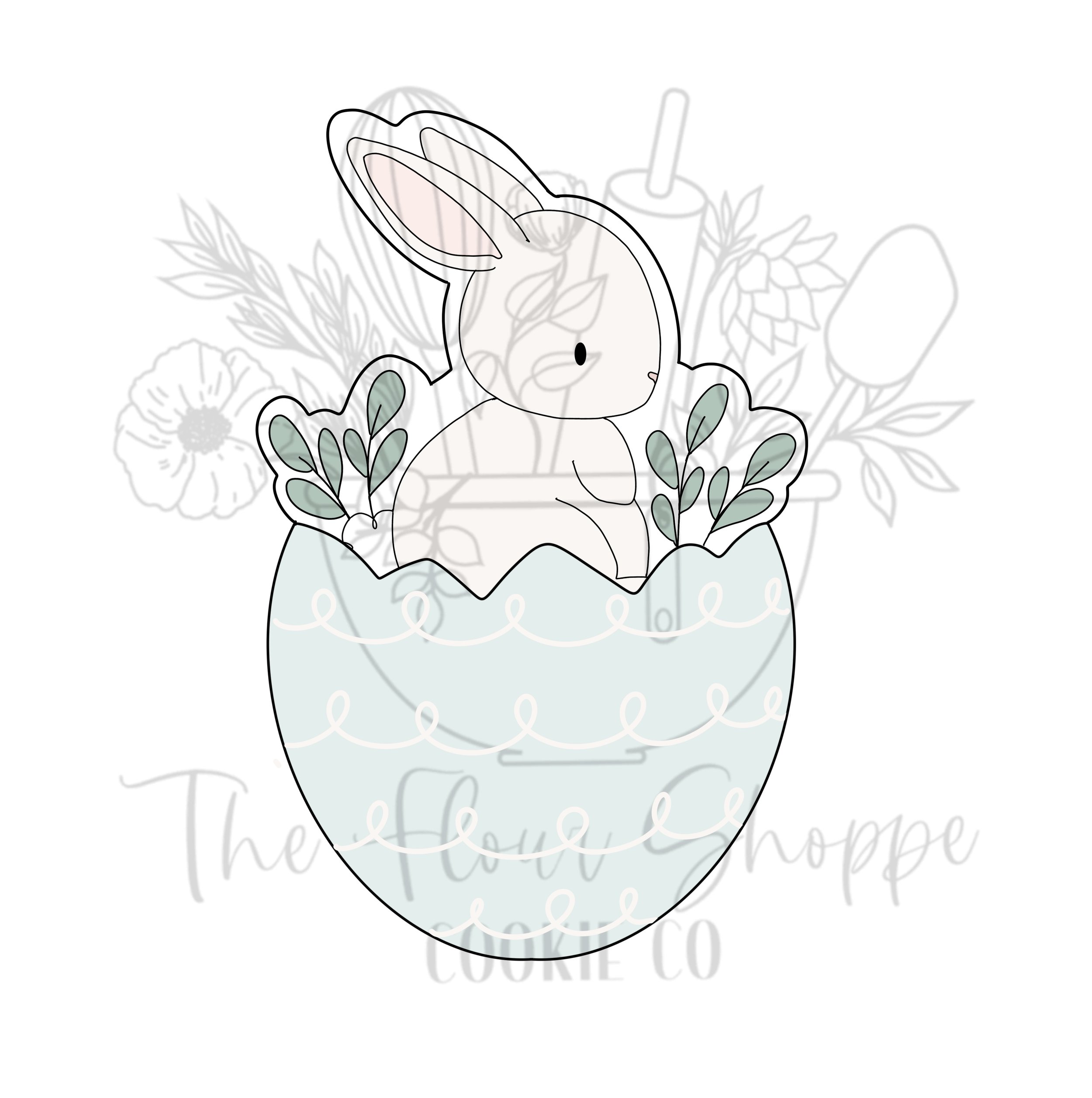 Bunny Rabbit in Egg 2, Easter Digital STL Cookie Cutter