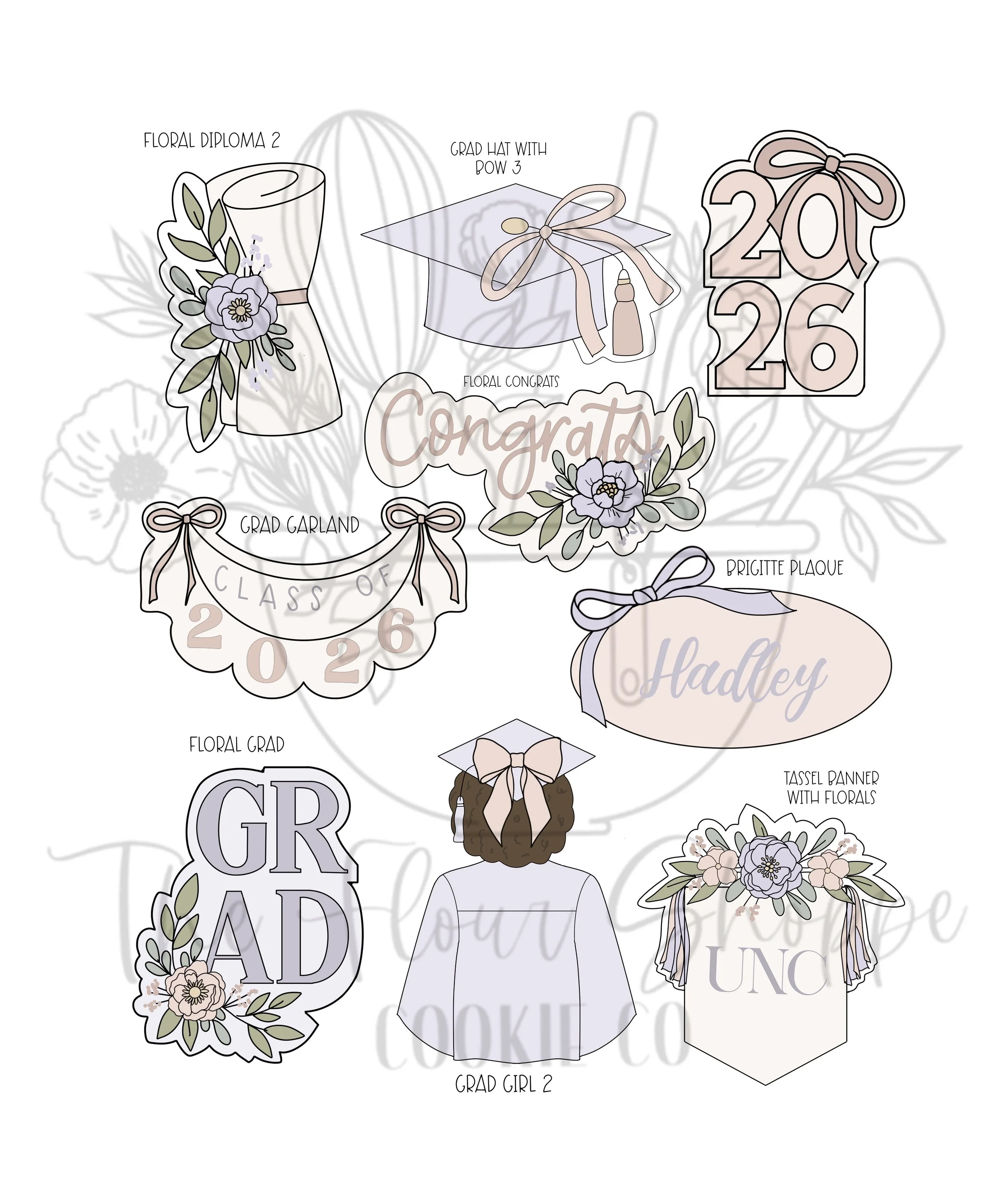Floral Graduation 2026 Cookie Cutter STL Set